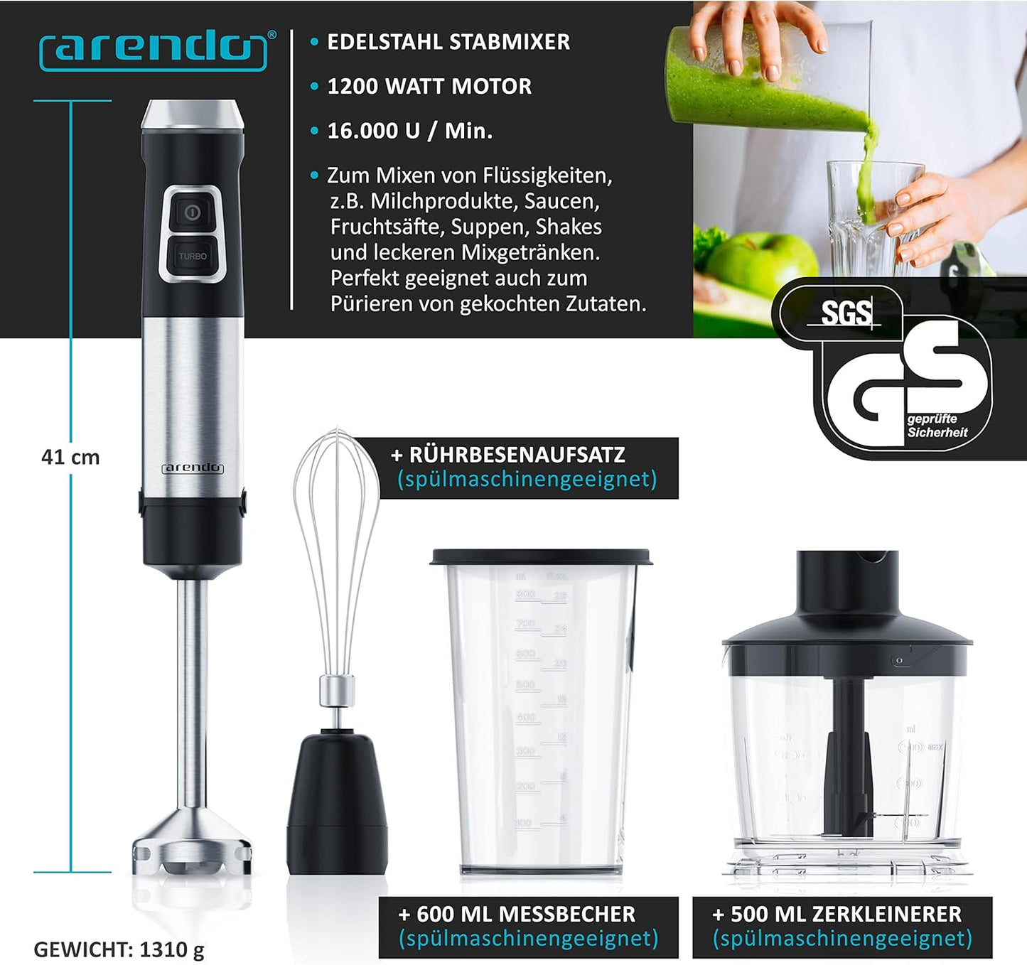 Stabmixer-Set, Schwarz A