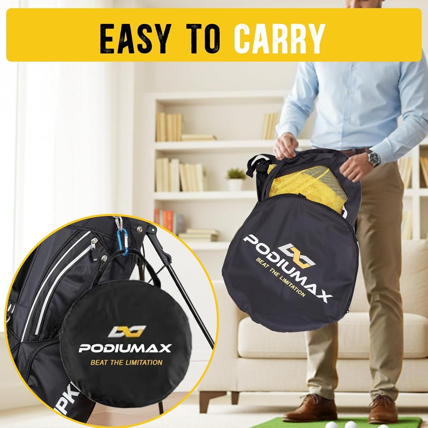 Golf Übungsnetz für Indoor & Outdoor, Black Yellow-64*50*64 CM