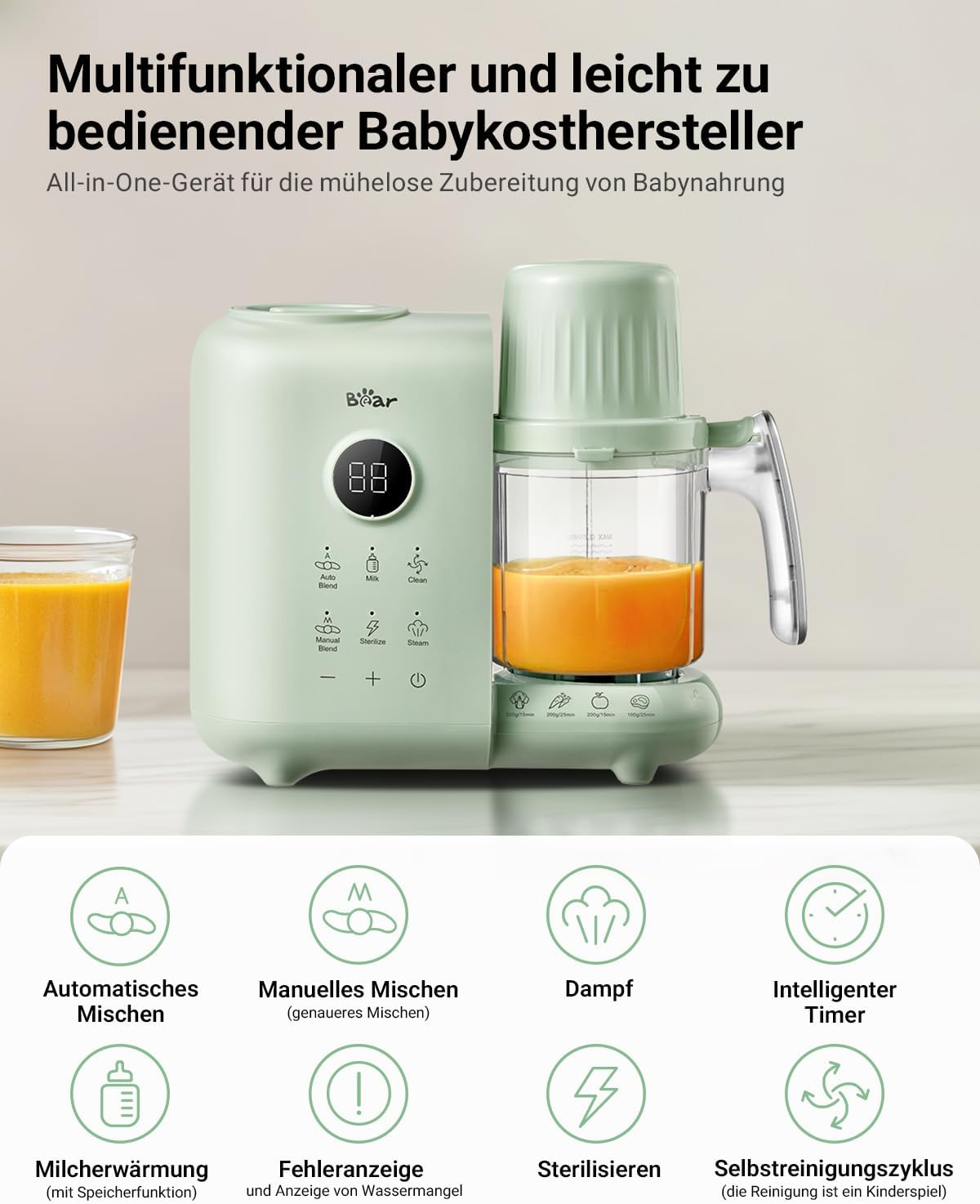 6-in-1 Babynahrungszubereiter, Grün
