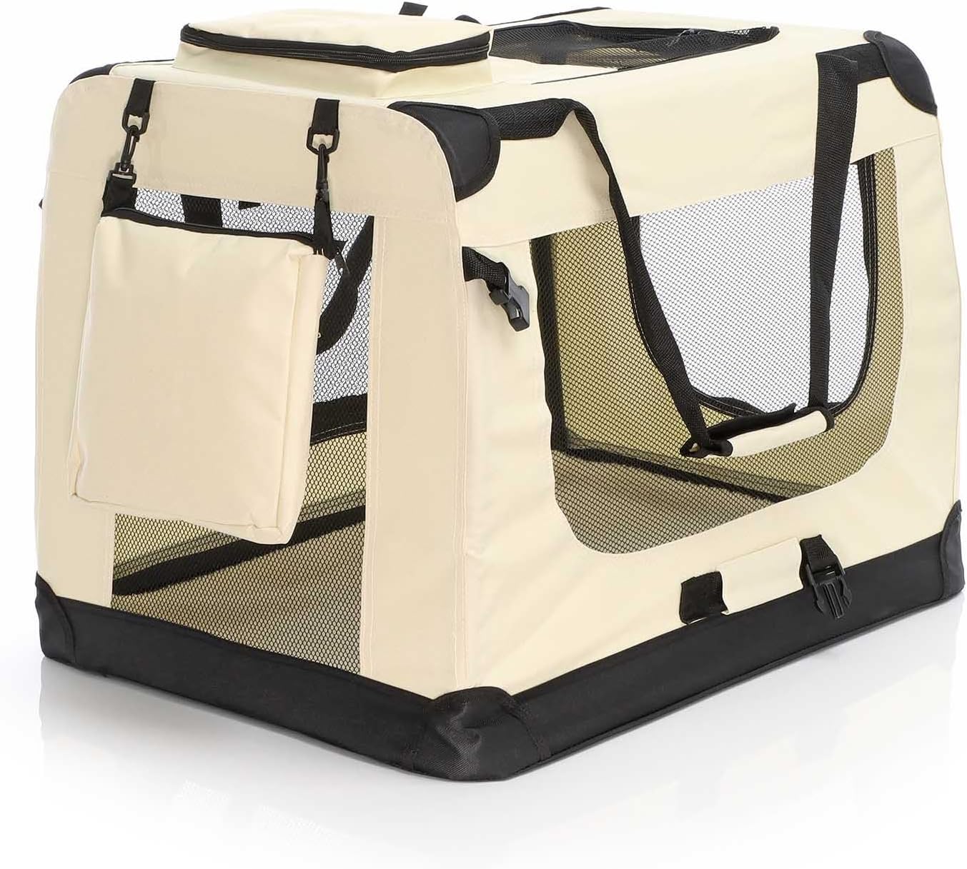 Faltbare Transportbox für Haustiere (Grösse L), 70 x 52 x 50 cm, beige