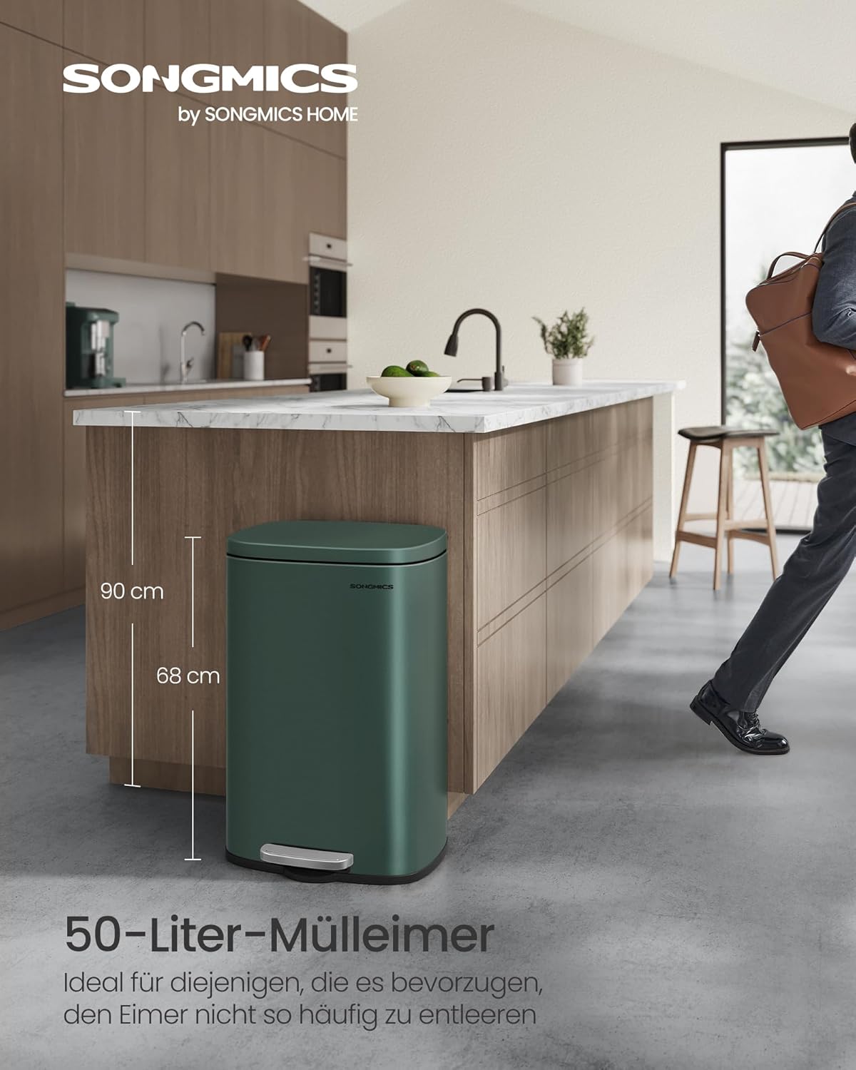 Treteimer LTB050C02 mit Softclose-Funktion, Vintagegrün 50 L