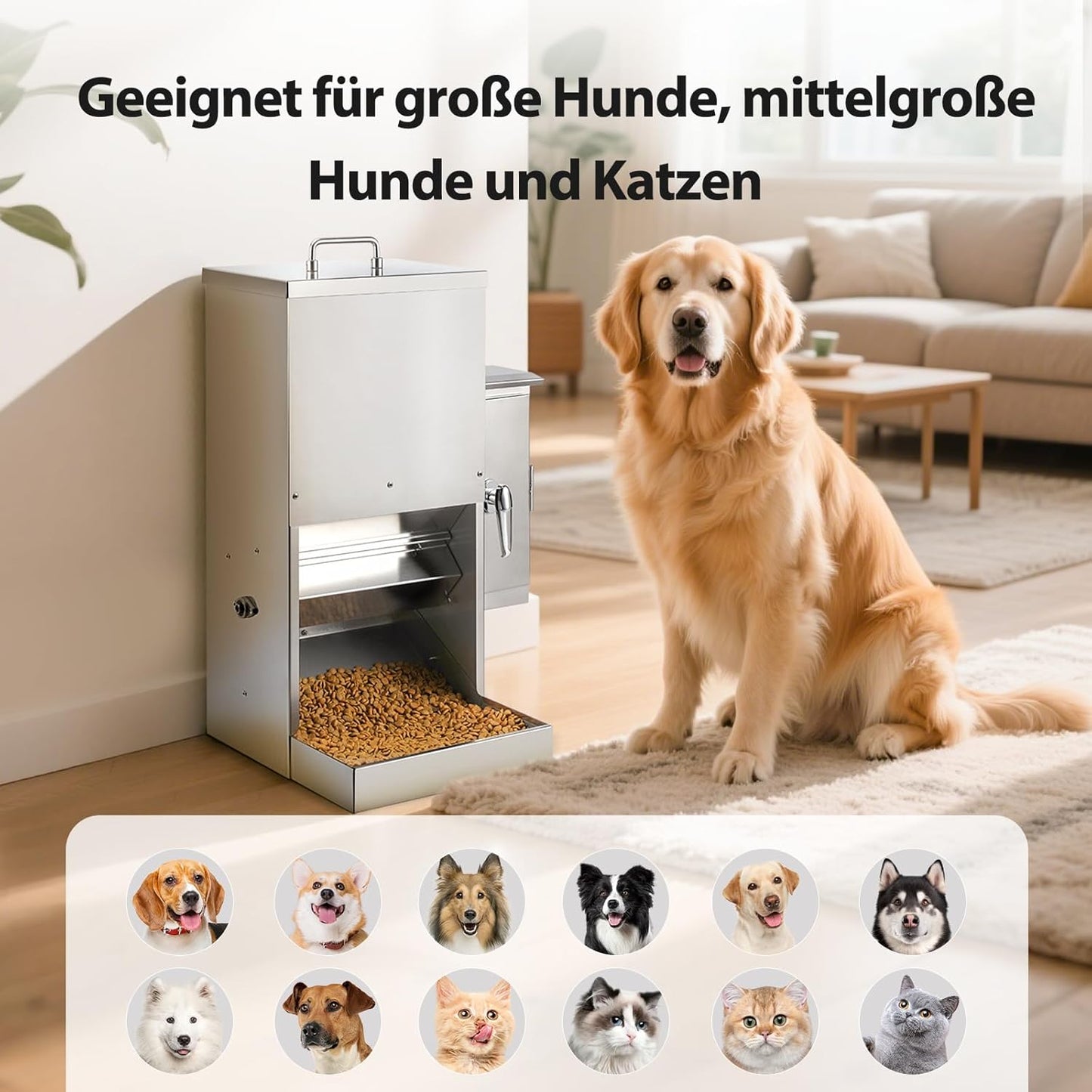 Automatischer Hundefutterspender mit Timer (16L), L