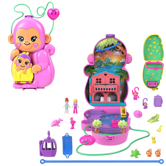 2-in-1 Affenmama und Baby Spielset mit Zubehör, Affenmama und Baby