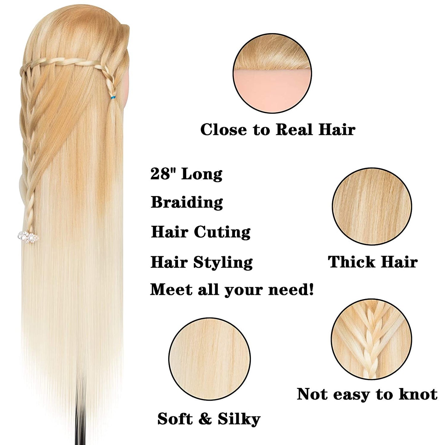 Frisierkopf mit Hochtemperaturfaser Haar, B