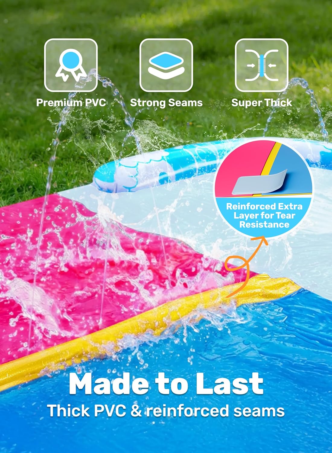 Wasserrutsche mit Bodyboards, 685,8 cm Blau, Rosa