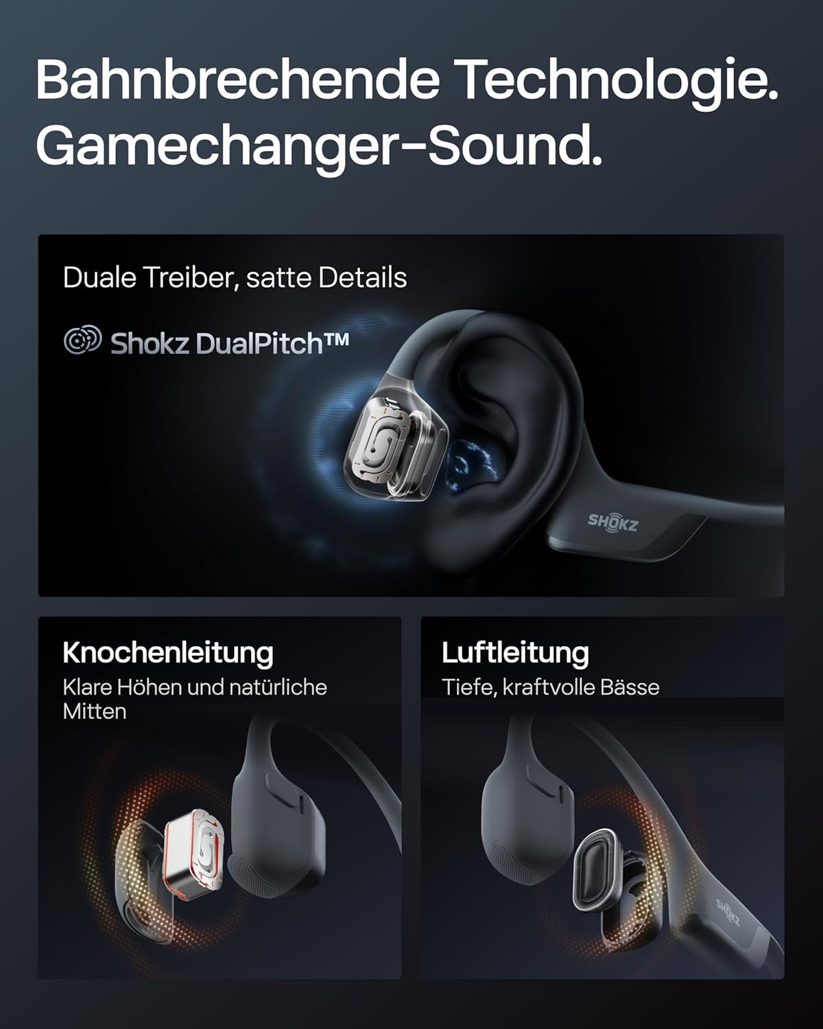 Open-Ear Sportkopfhörer mit Knochenschall-Technologie, Mini-Größe Schwarz