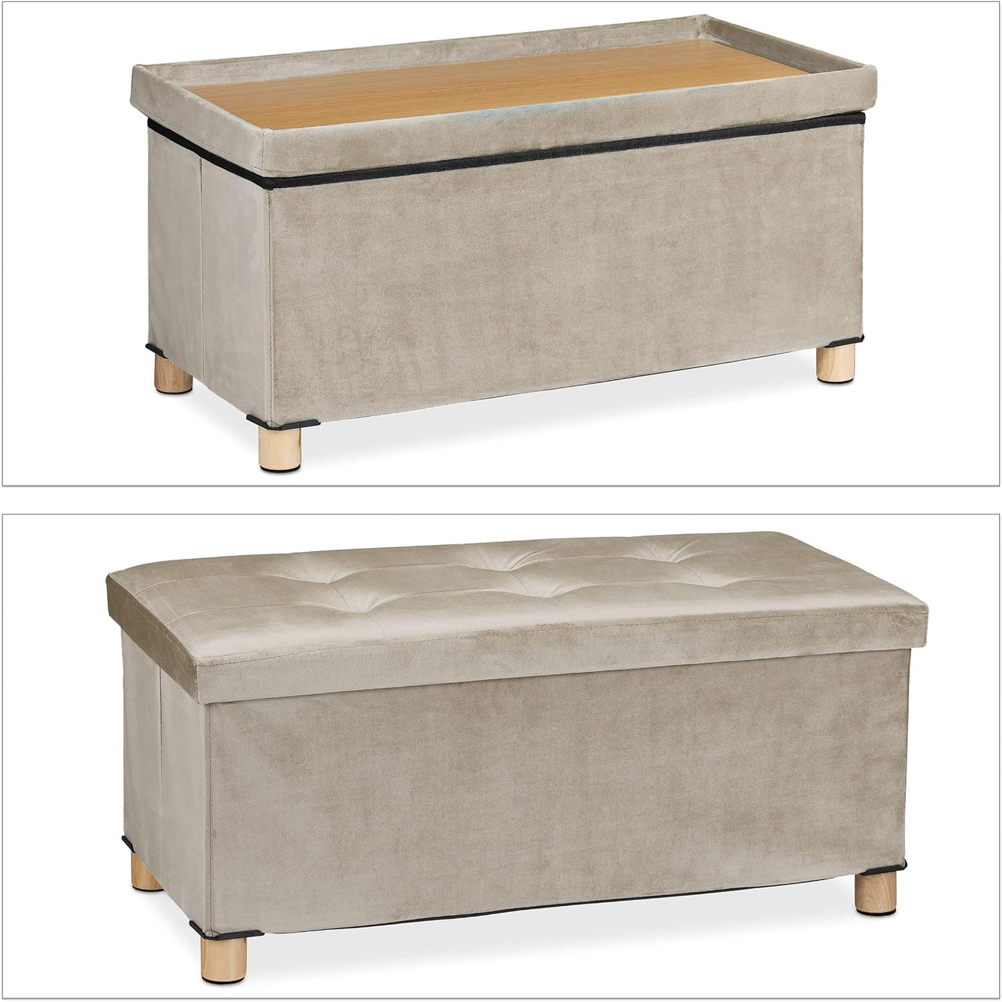 Sitzbank mit Stauraum, Creme
