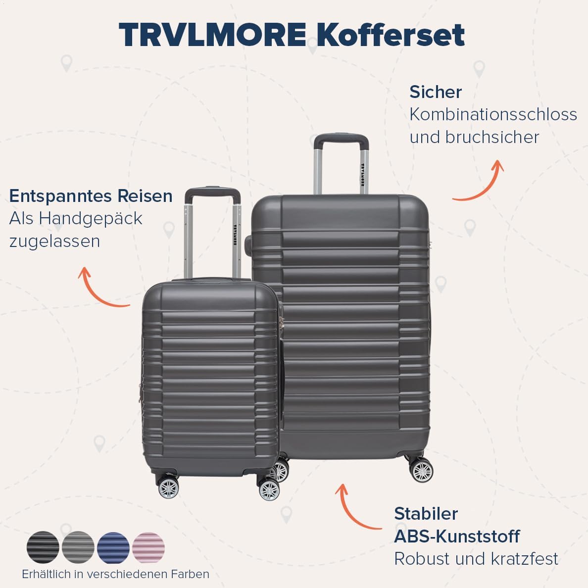 2-teiliges Kofferset, Small + Large Dunkelgrau
