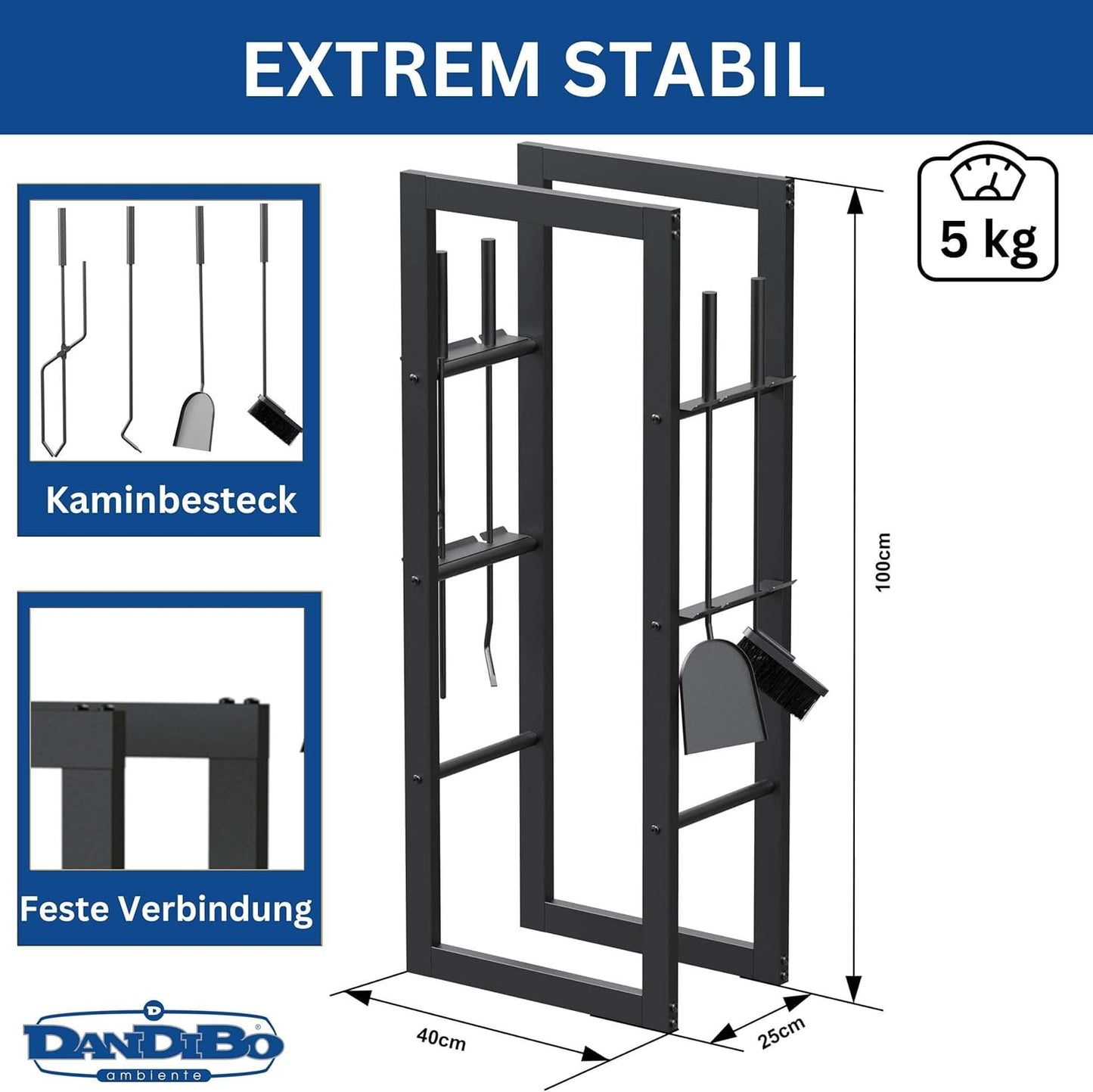 Kaminholzregal mit Besteck
