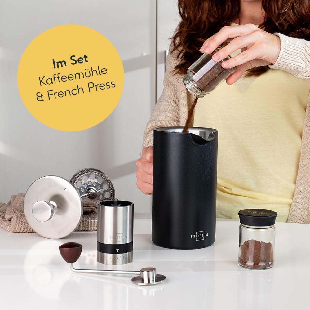 Kaffeemühle und French Press Set, Spar-set 2er Set | Kaffeemühle + French Press