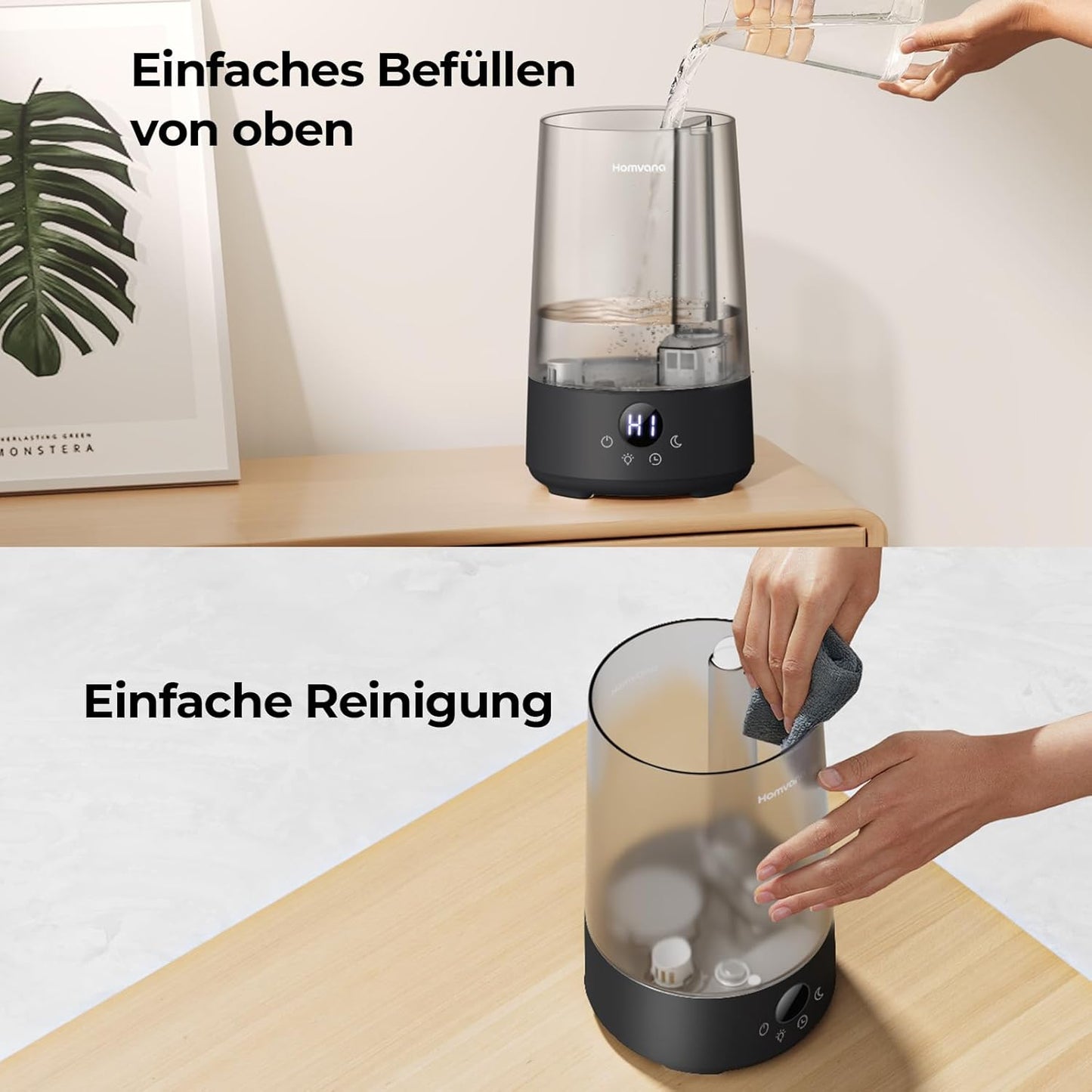 3-in-1 Luftbefeuchter 3.6L mit SilentSpray Tech, Schwarz