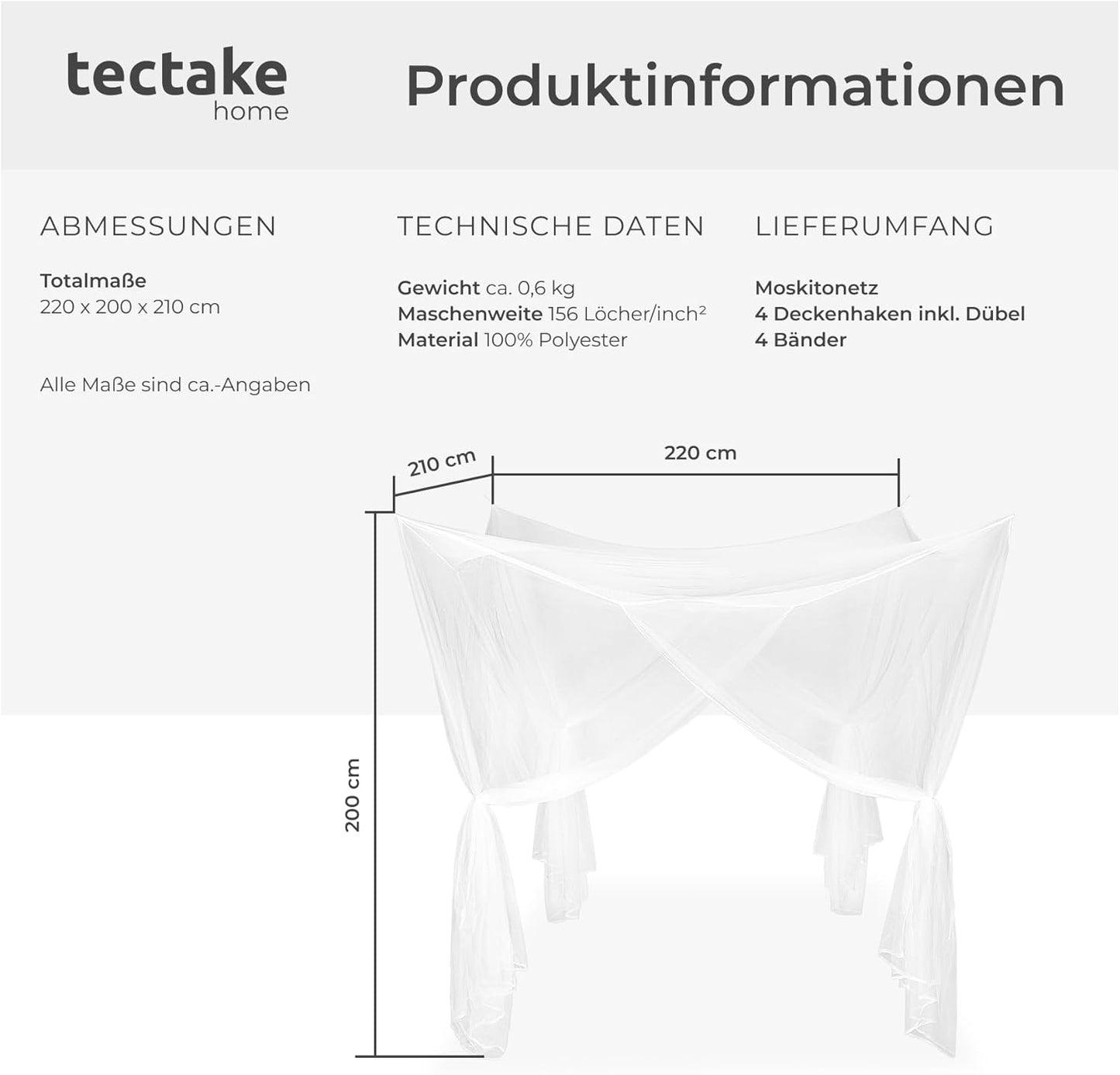 Moskitonetz für Einzel- und Doppelbett