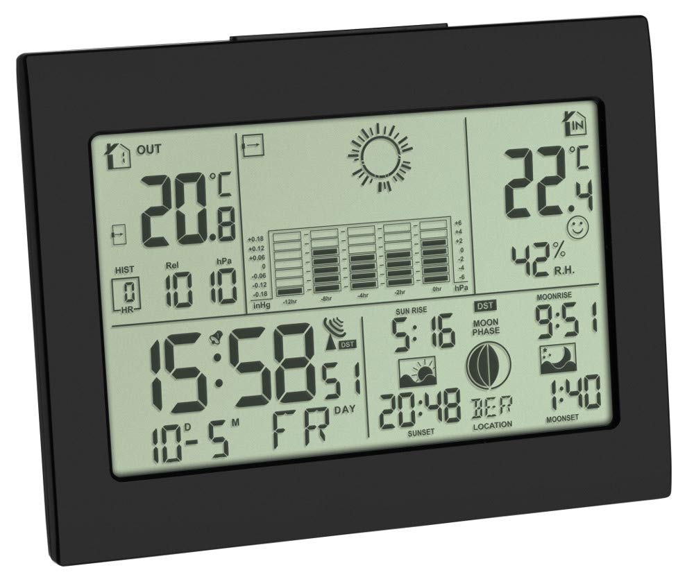 Funk-Wetterstation Horizon 35.1155.01 mit Aussensensor, Bundle mit Batterien