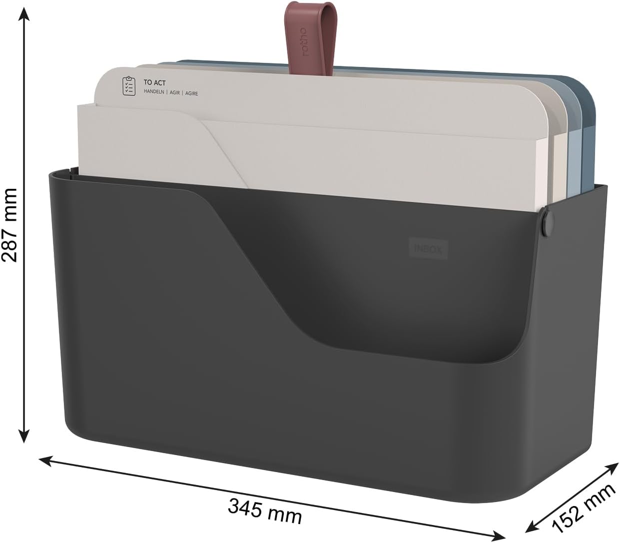 MyPaper Plus Dokumentenorganizer mit 4 Kartonmappen, Schwarz/Blau