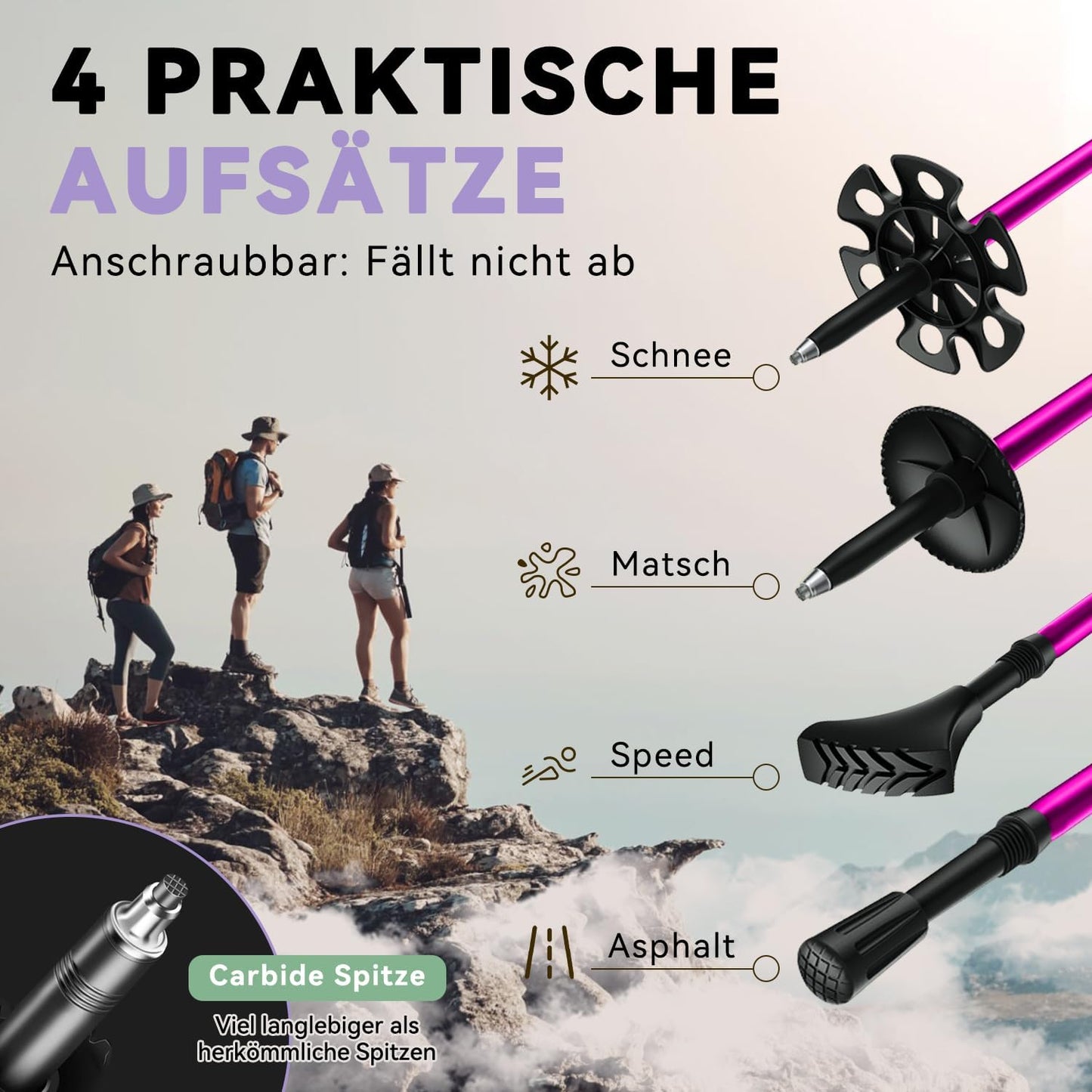 Faltbare Trekkingstöcke, Korkgriff-Bunt