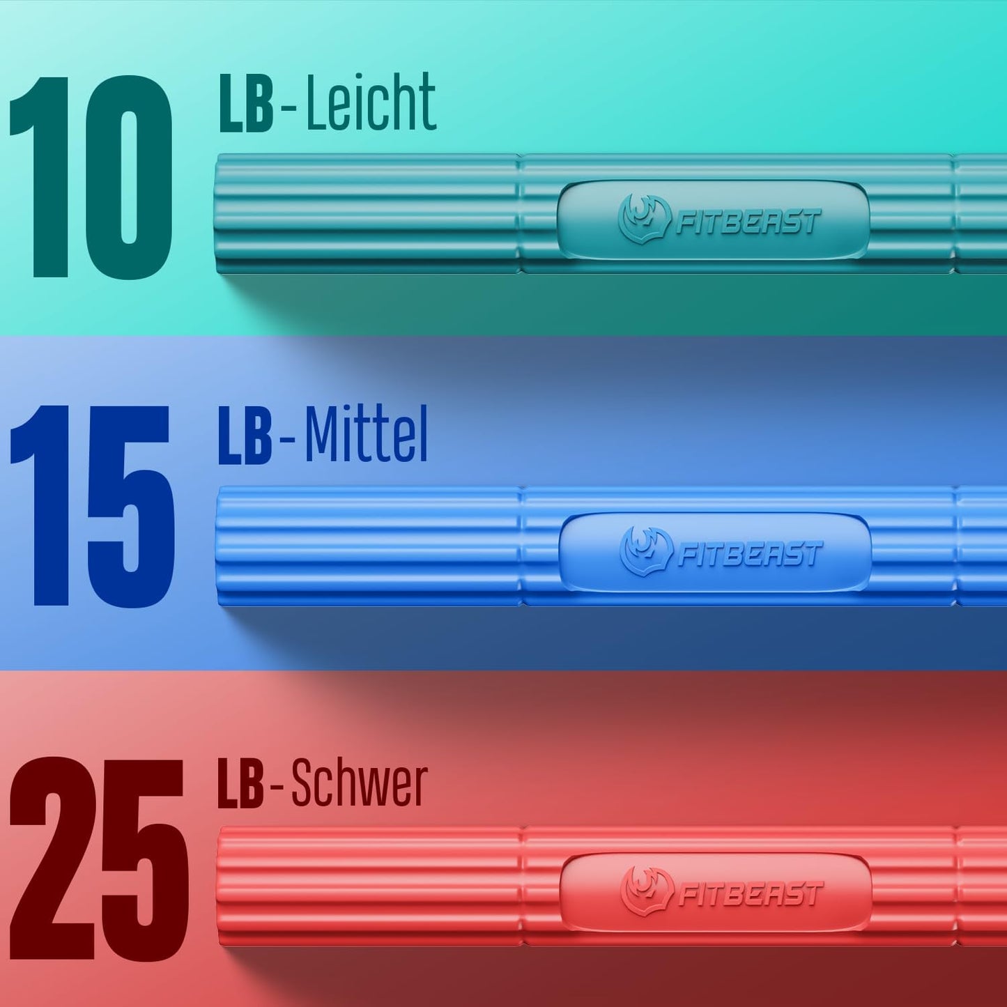 Therapie Flex Bar-Set für Tennisarm, 3 Stück, 3er-Set - Grün Blau Rot