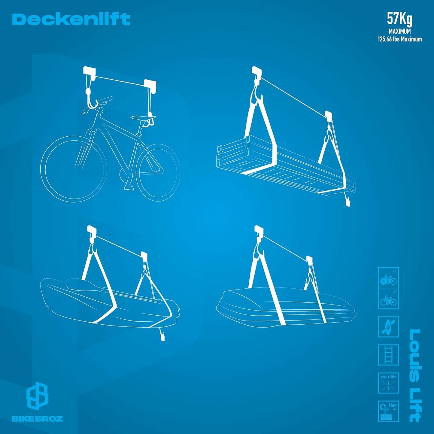 Velohalterung Deckenlift