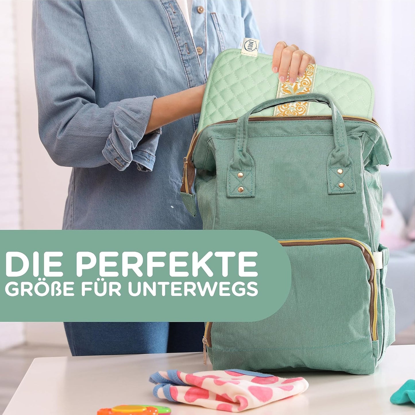 Windeltasche mit Wickelunterlage, Gesteppt