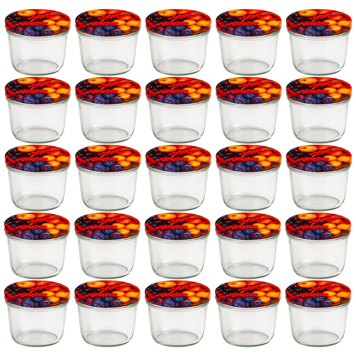 Einmachgläser-Set mit Deckel & Etiketten, 25x 230 ml, Obst 230 ml 25