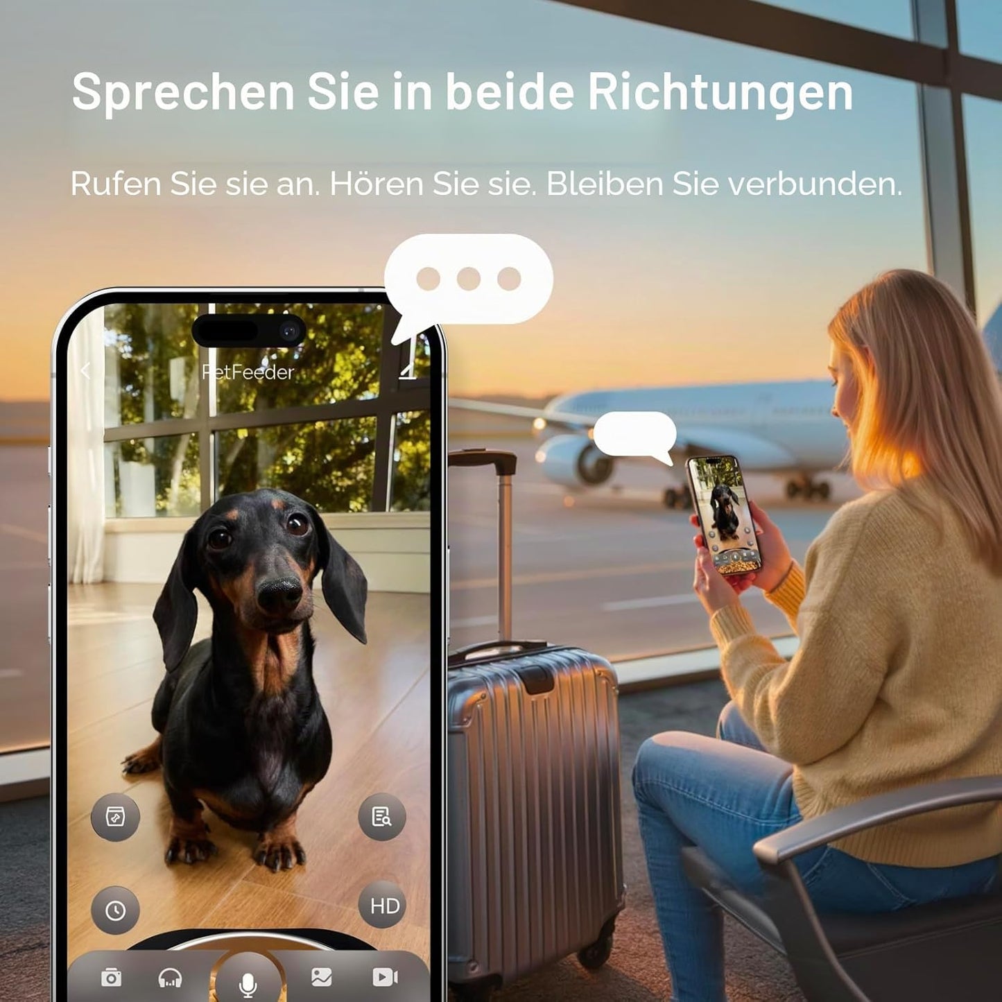 Futterautomat mit Kamera & App-Steuerung, Schwarz & Rot