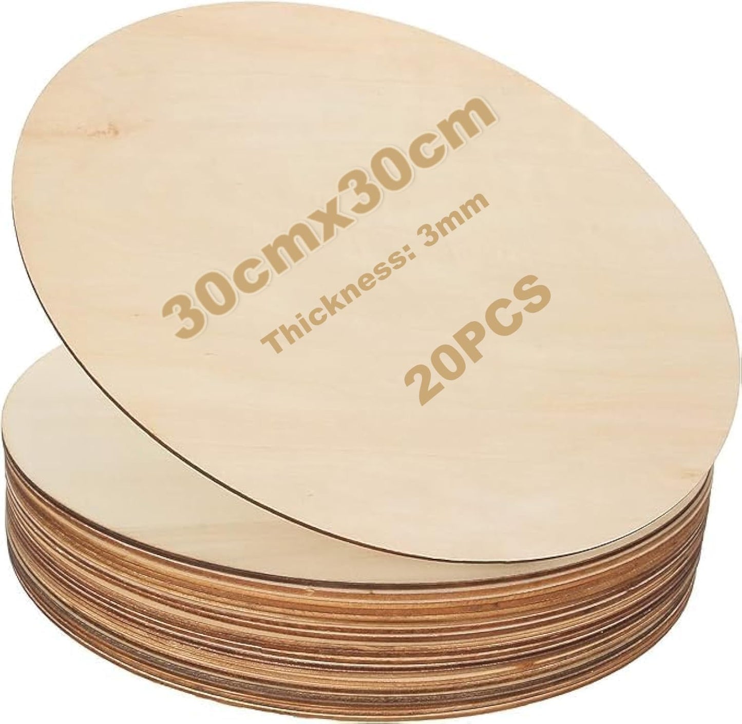 Runde Holzscheiben für DIY und Dekoration (20 Stück, 30 cm), 20Stk-30CM-3MM