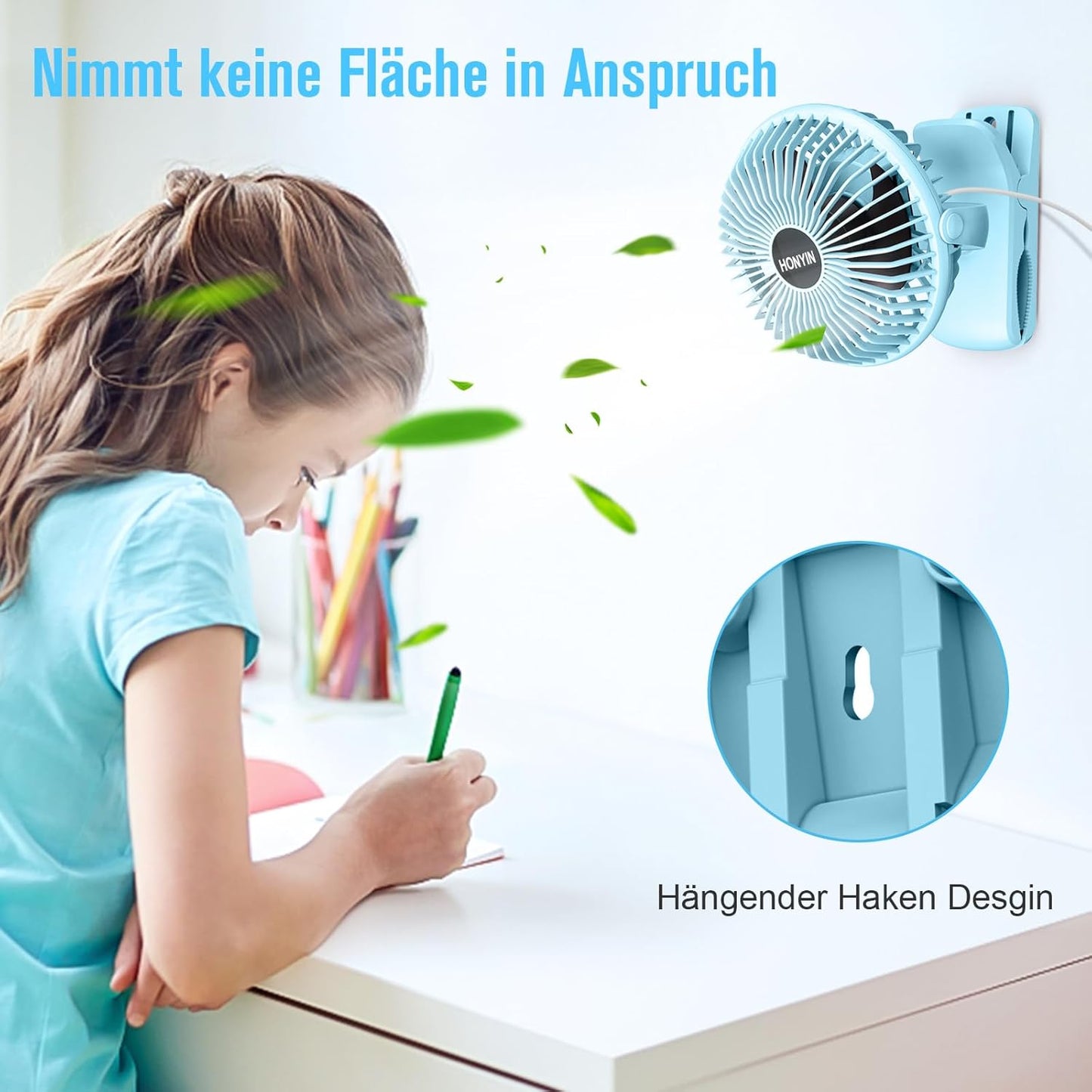 Mini Ventilator mit Clip, Blau