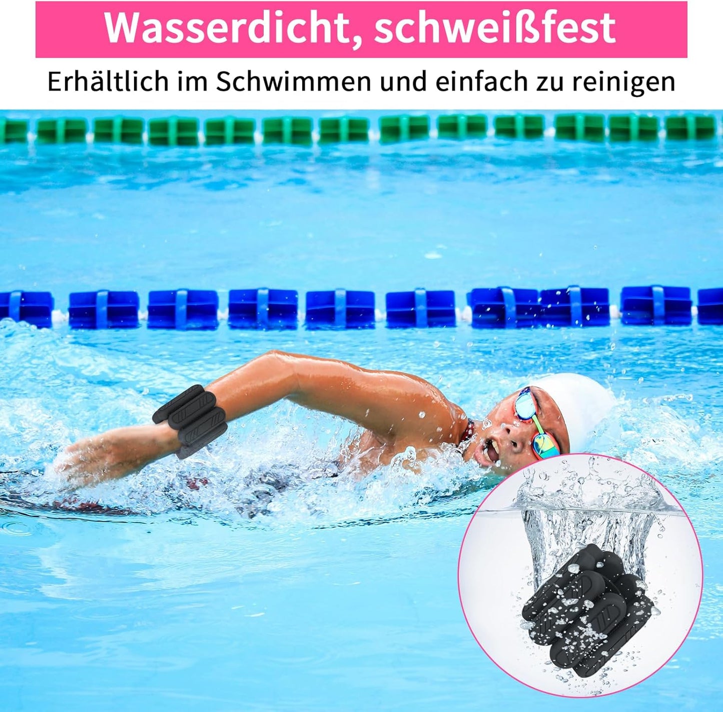 Verstellbare Gewichtsmanschetten, schwarz 2kg （2*1 kg)