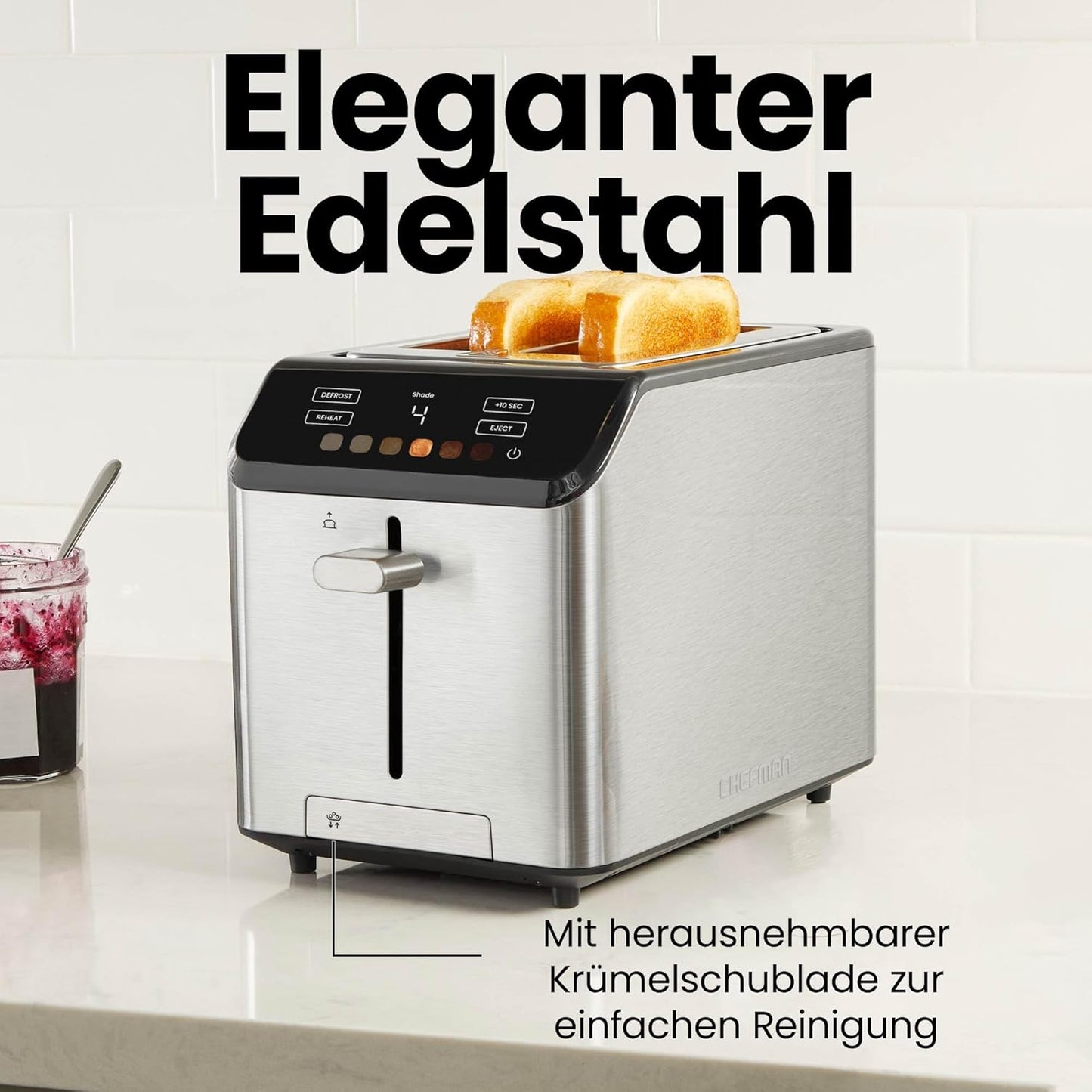 Digitaler 2-Scheiben-Toaster mit Touchscreen, Digital Edelstahl