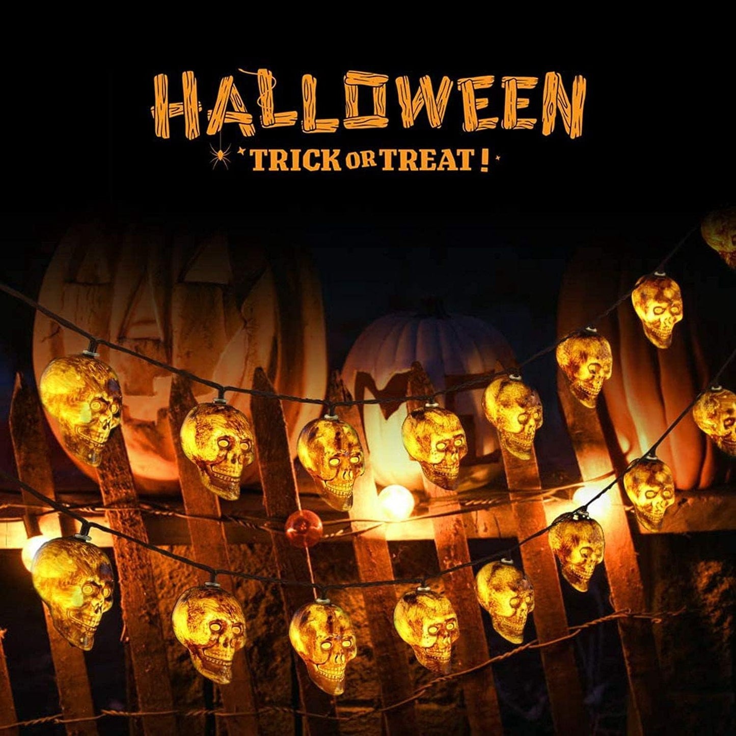 Halloween Totenkopf-Lichterkette, Totenkopf-lichterketten