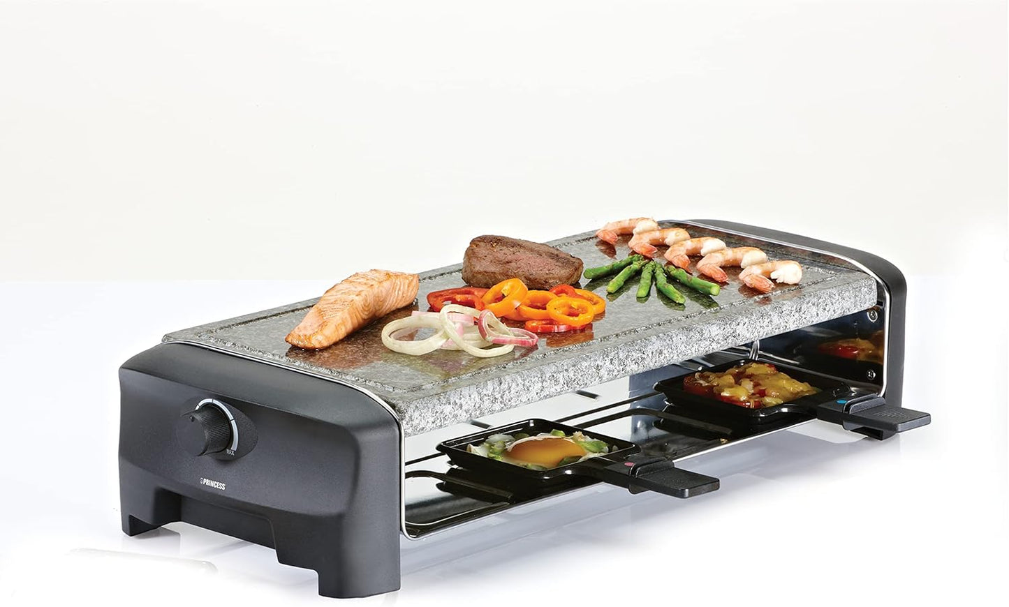 Princess Raclette-Grill mit Steinplatte, 8 Schwarz