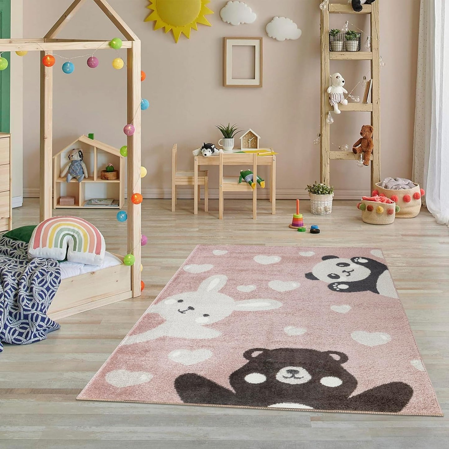 Kinderteppich, 120 x 170 cm (Rechteckig) Hellrosa-beige