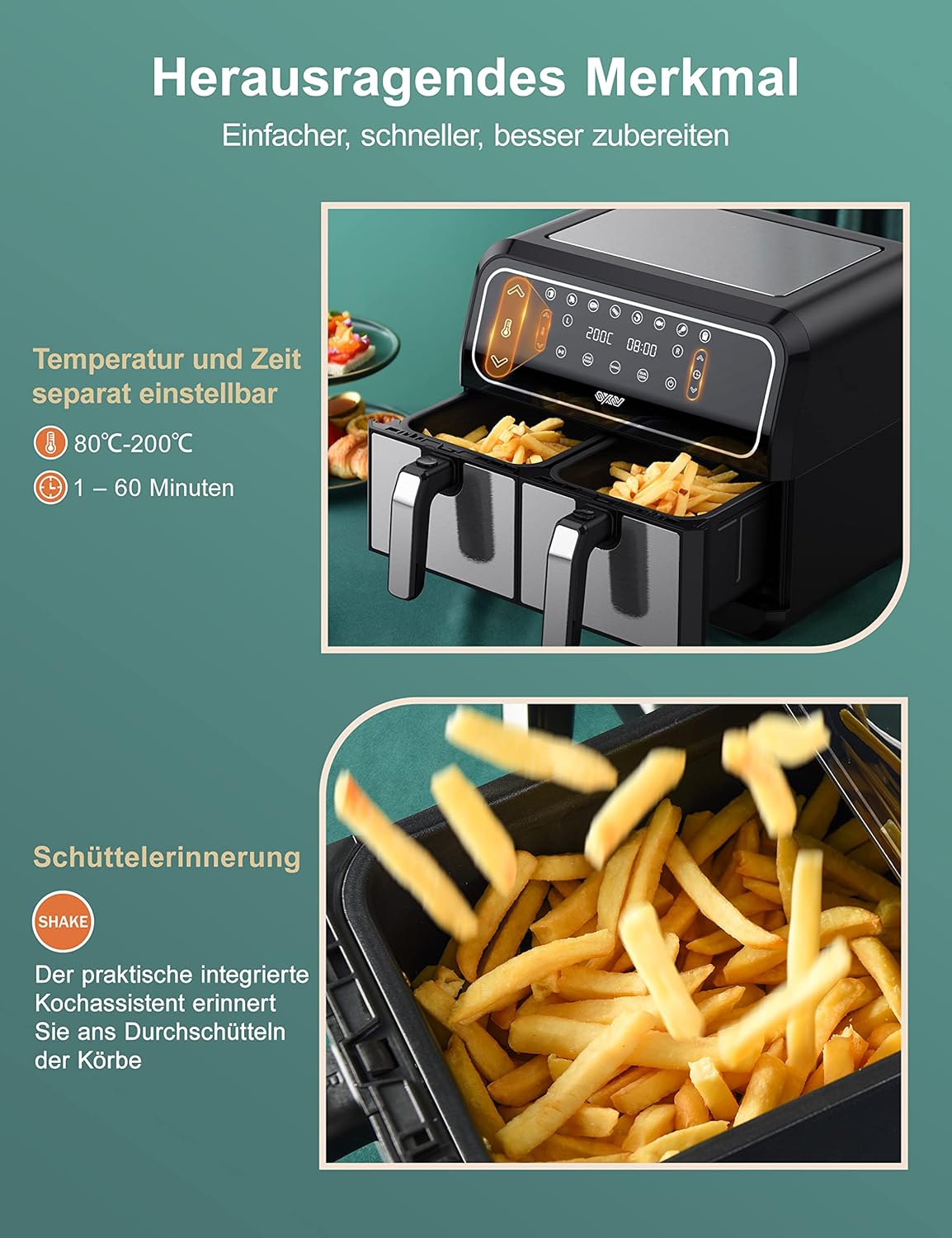 Heissluftfritteuse Dual Zone