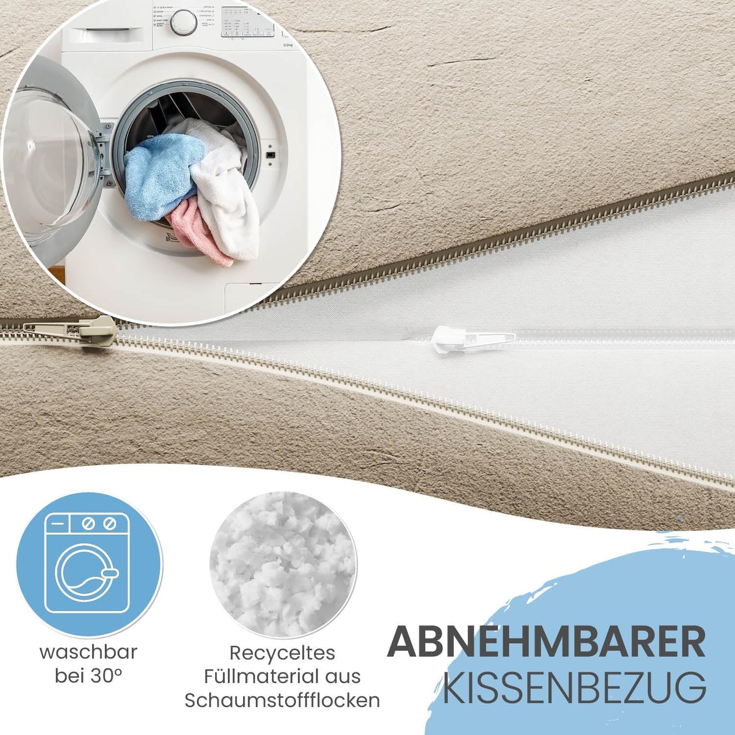 Rückenkissen mit Armlehnen, Creme ohne Nackenrolle