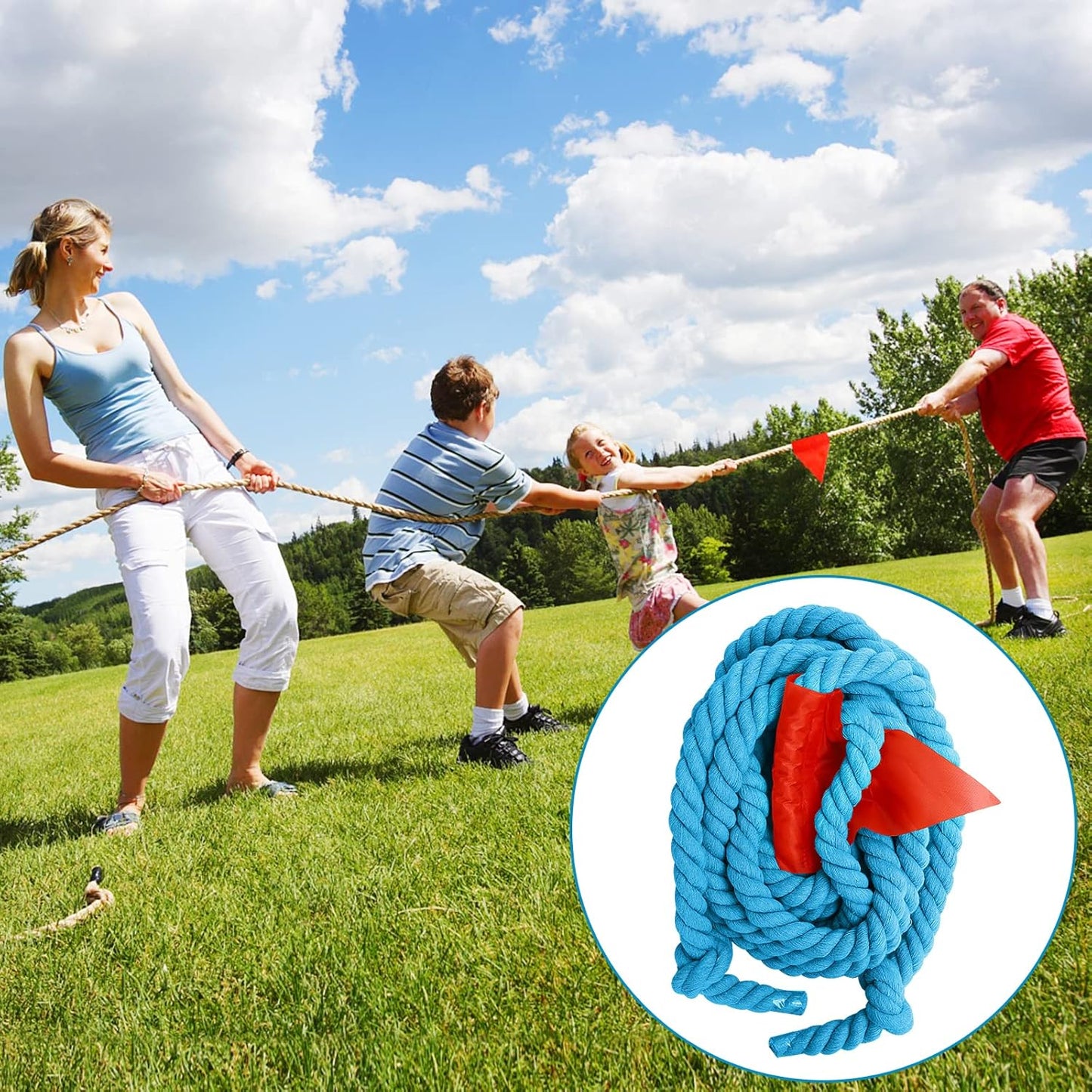 Outdoor-Spiel Tauziehen mit Medaillen, 18m Blue