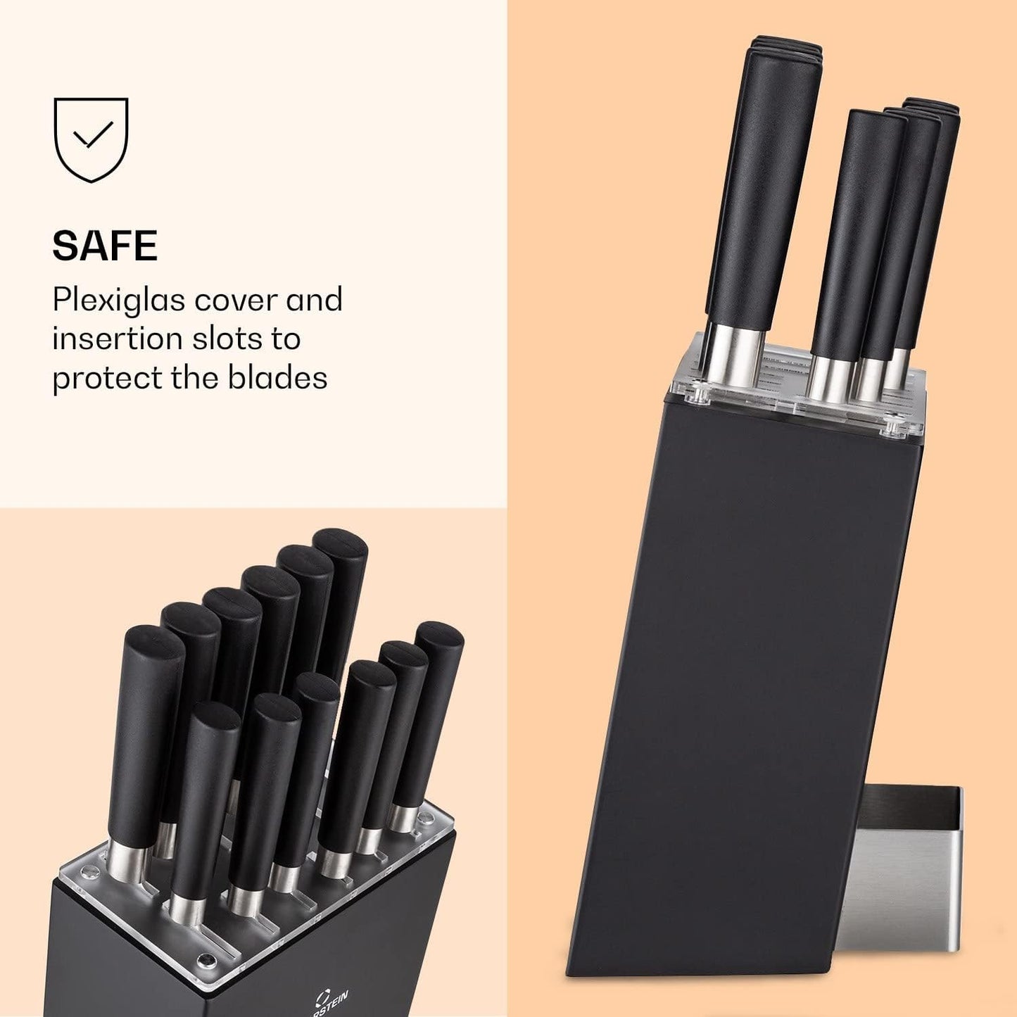 13-teiliges Messerblock-Set, Schwarz|13-teilig