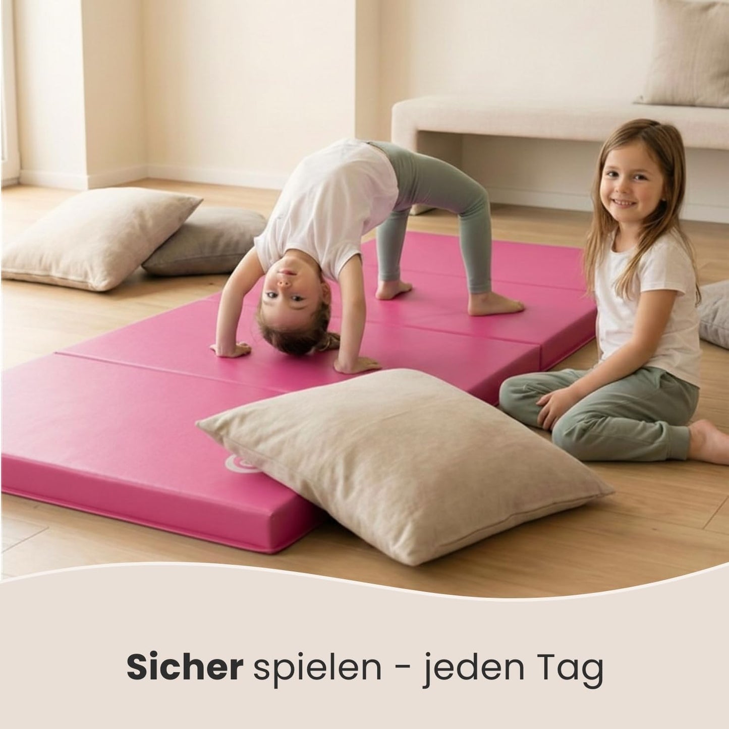 Klappbare Turn- und Gymnastikmatte, Pink-Schwarz 180 x 60 x 5 cm