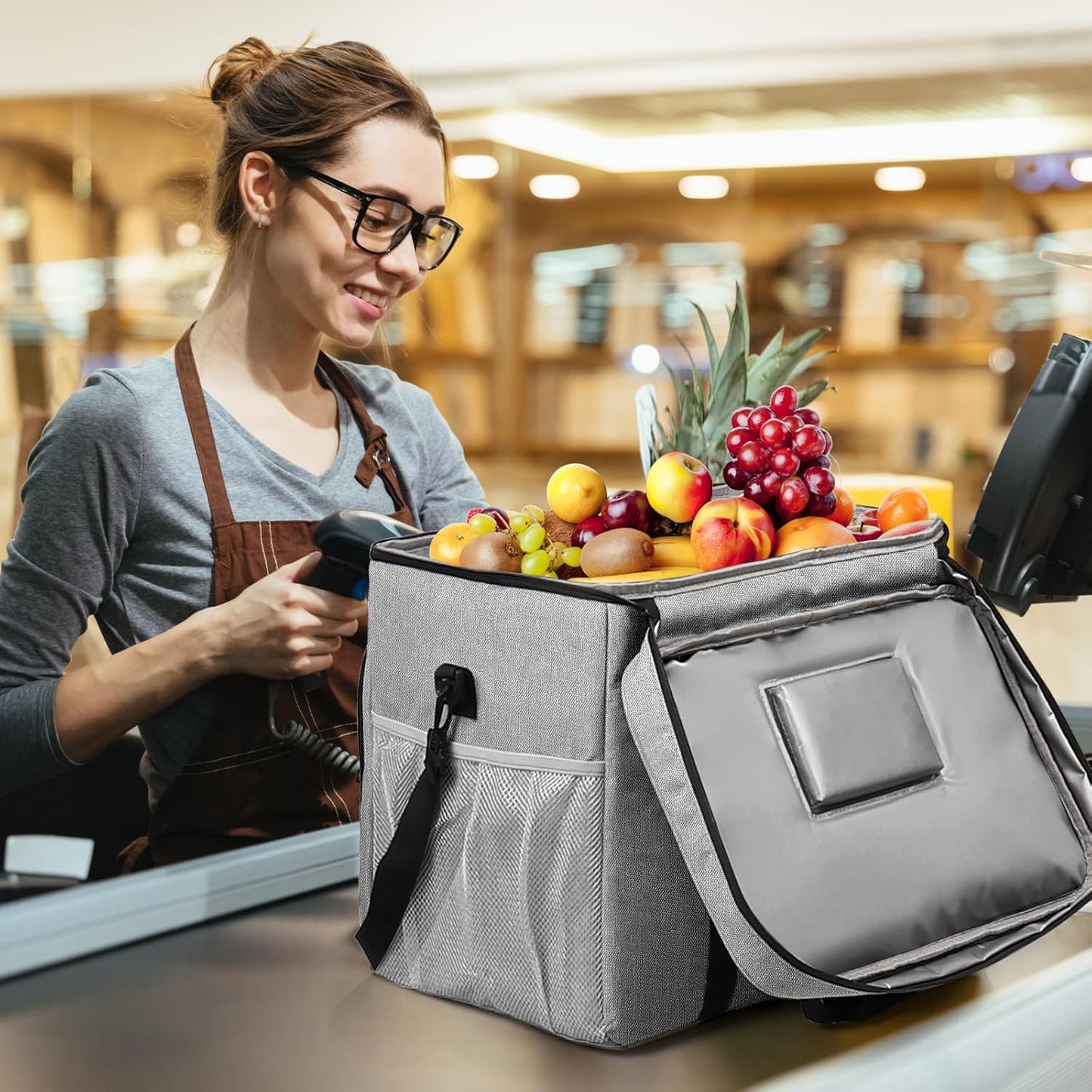 Faltbarer Thermo-Picknicktasche, Grau 30L