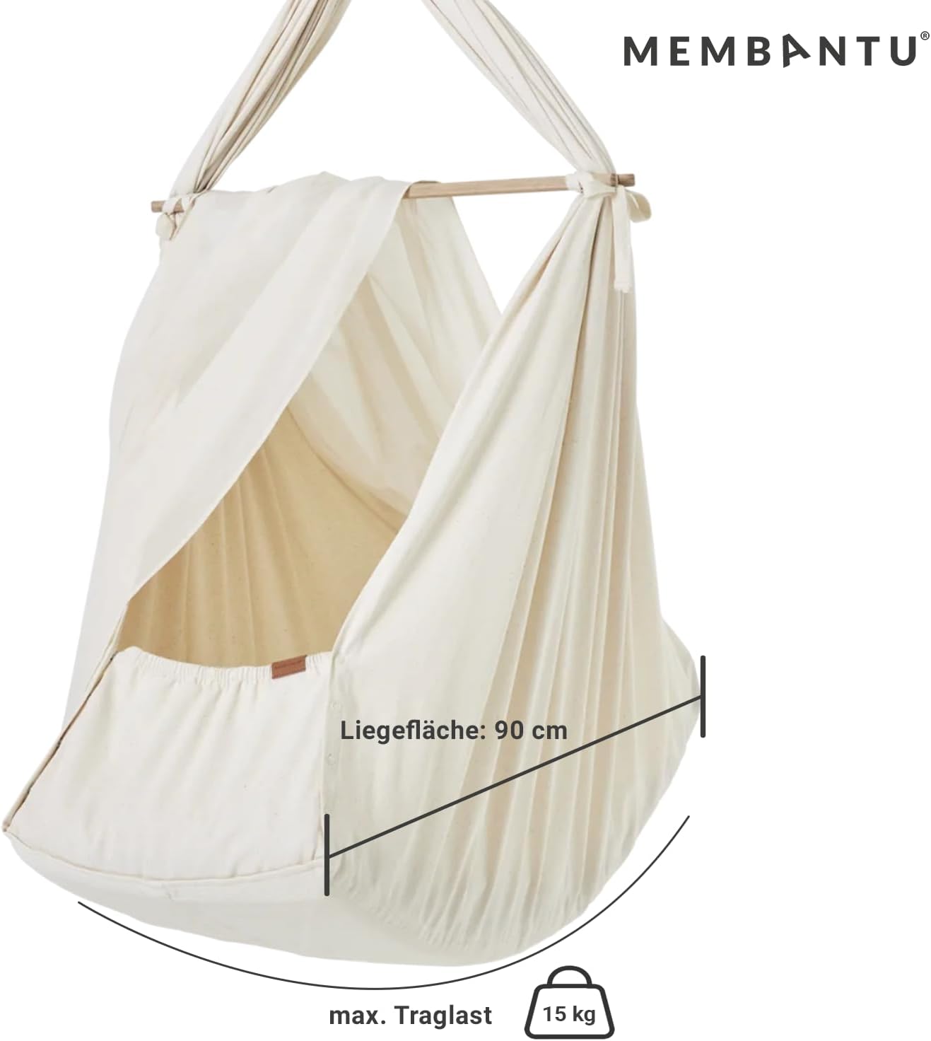Baby-Federwiege mit Bio-Baumwolle und Baldachin