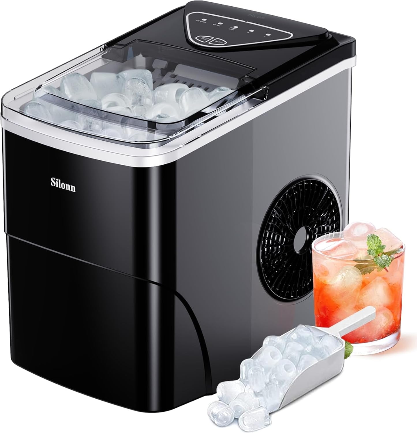 Eiswürfelmaschine, Kapazität 2.0L - 12KG/24H, Schwarz