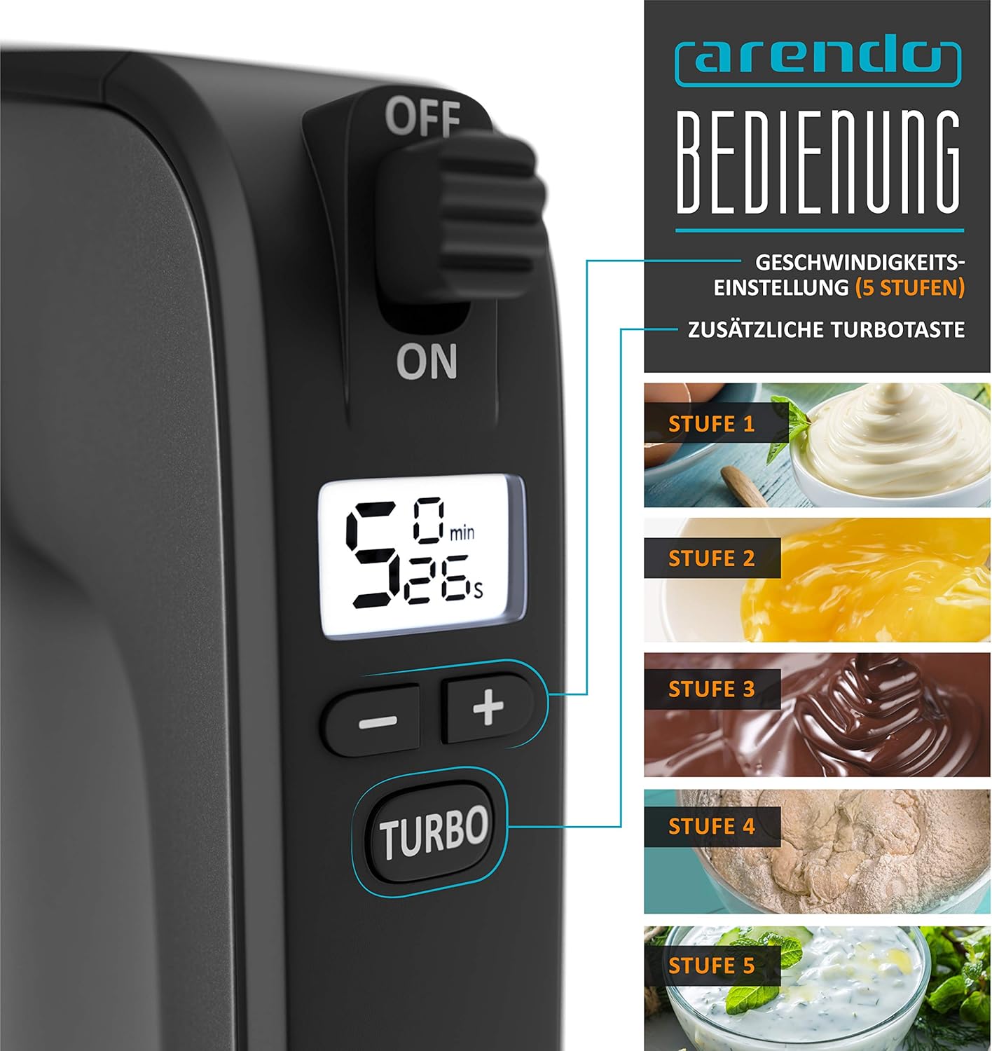 Handmixer Batido mit 5 Geschwindigkeiten, A: Digital
