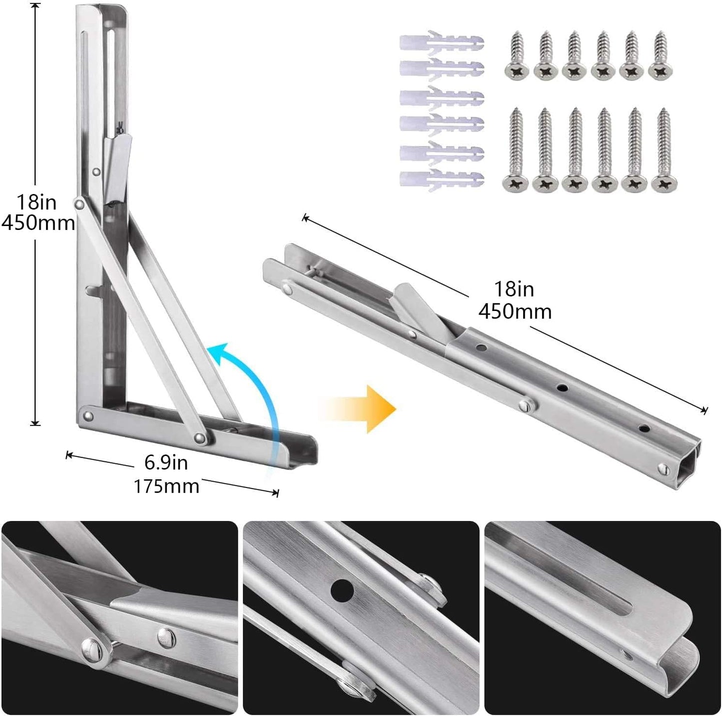 Klappkonsole Schwerlast, 450mm, 2 Stück