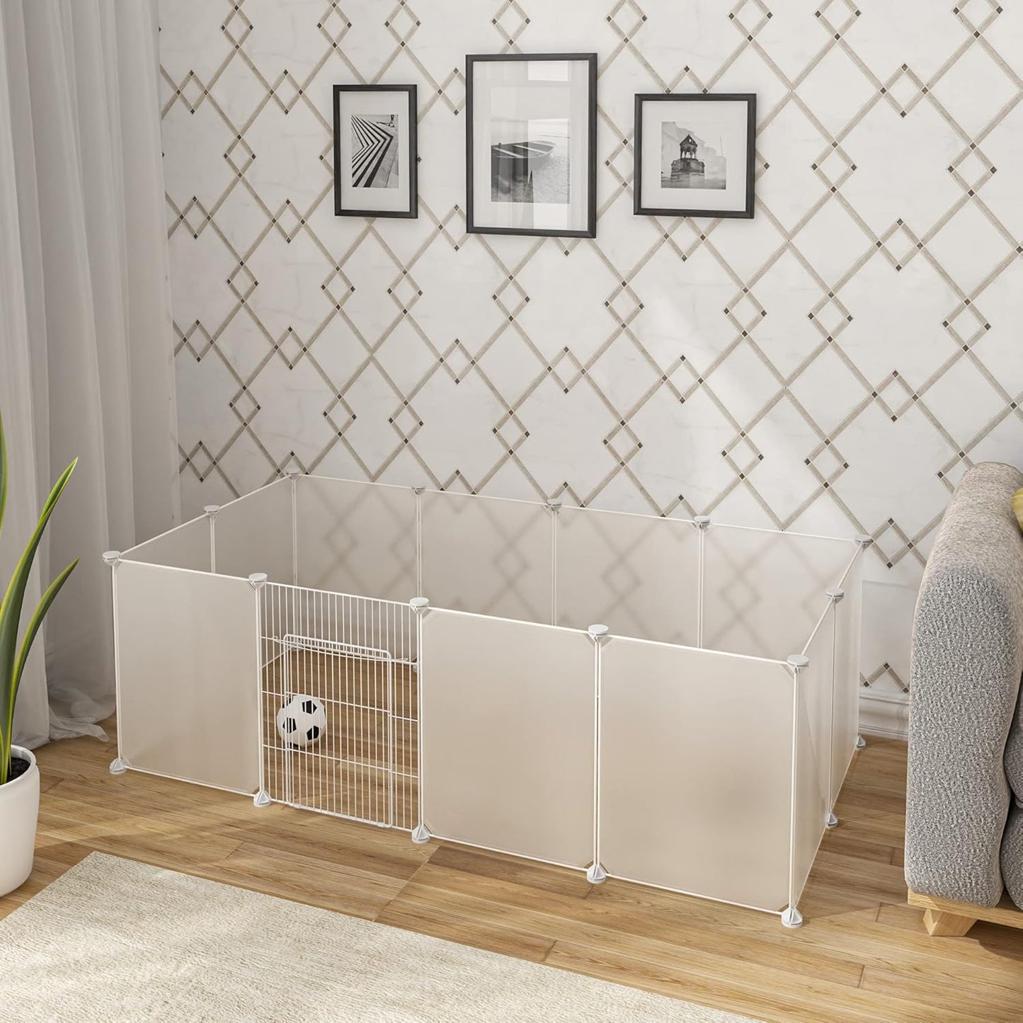 Freilaufgehege für Kleintiere, Weiss Mit Tür