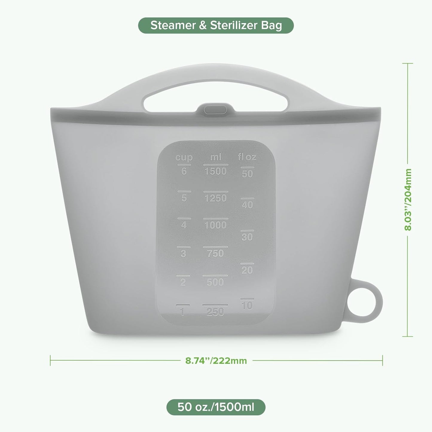 2er-Set Silikon-Dampfsterilisatorbeutel für Mikrowelle, 1500ml 2.0
