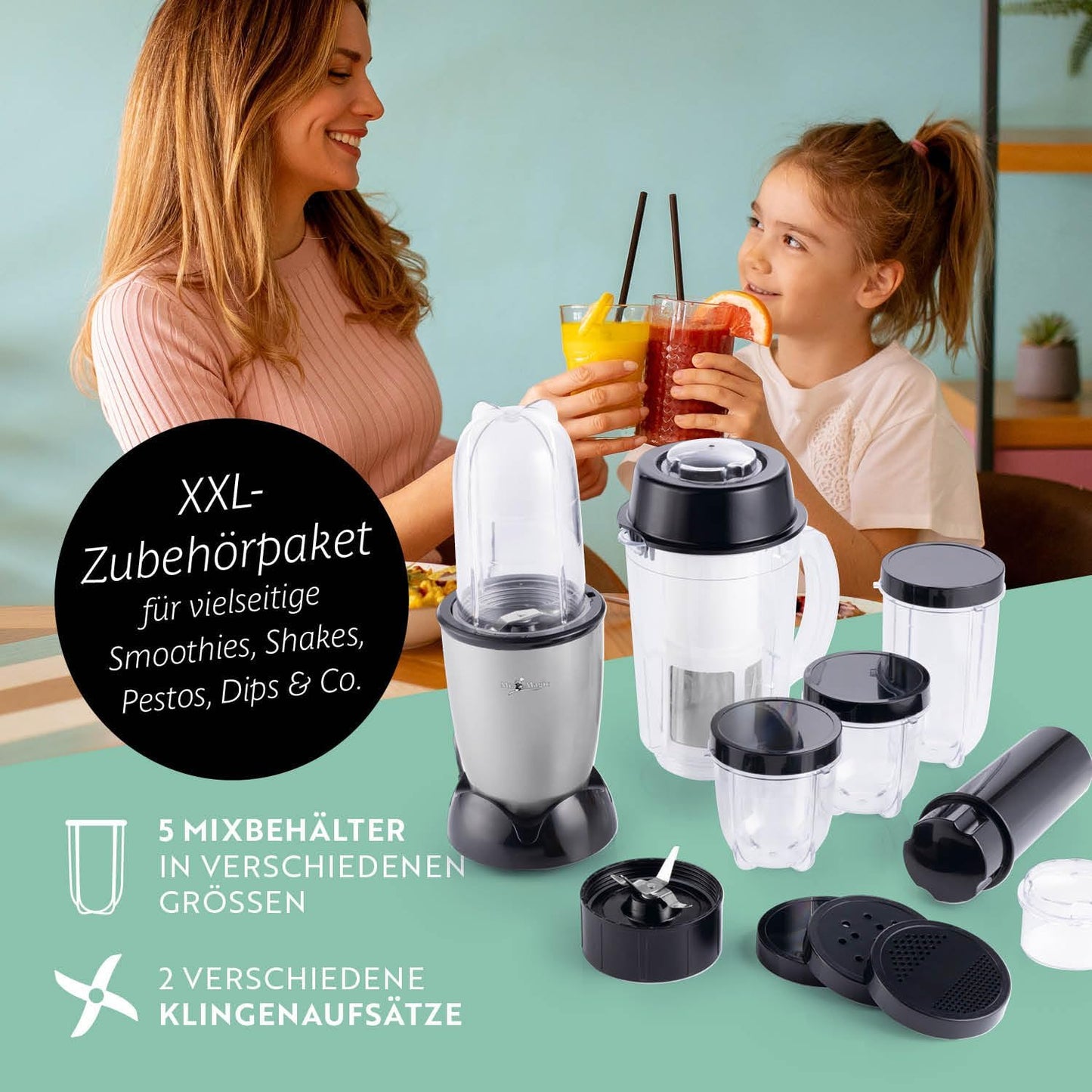 Mr. Magic Mixer-Set, Mr. Magic 2.0 | 400W | XL-Set Silber-schwarz | 400 W Gs | L-set