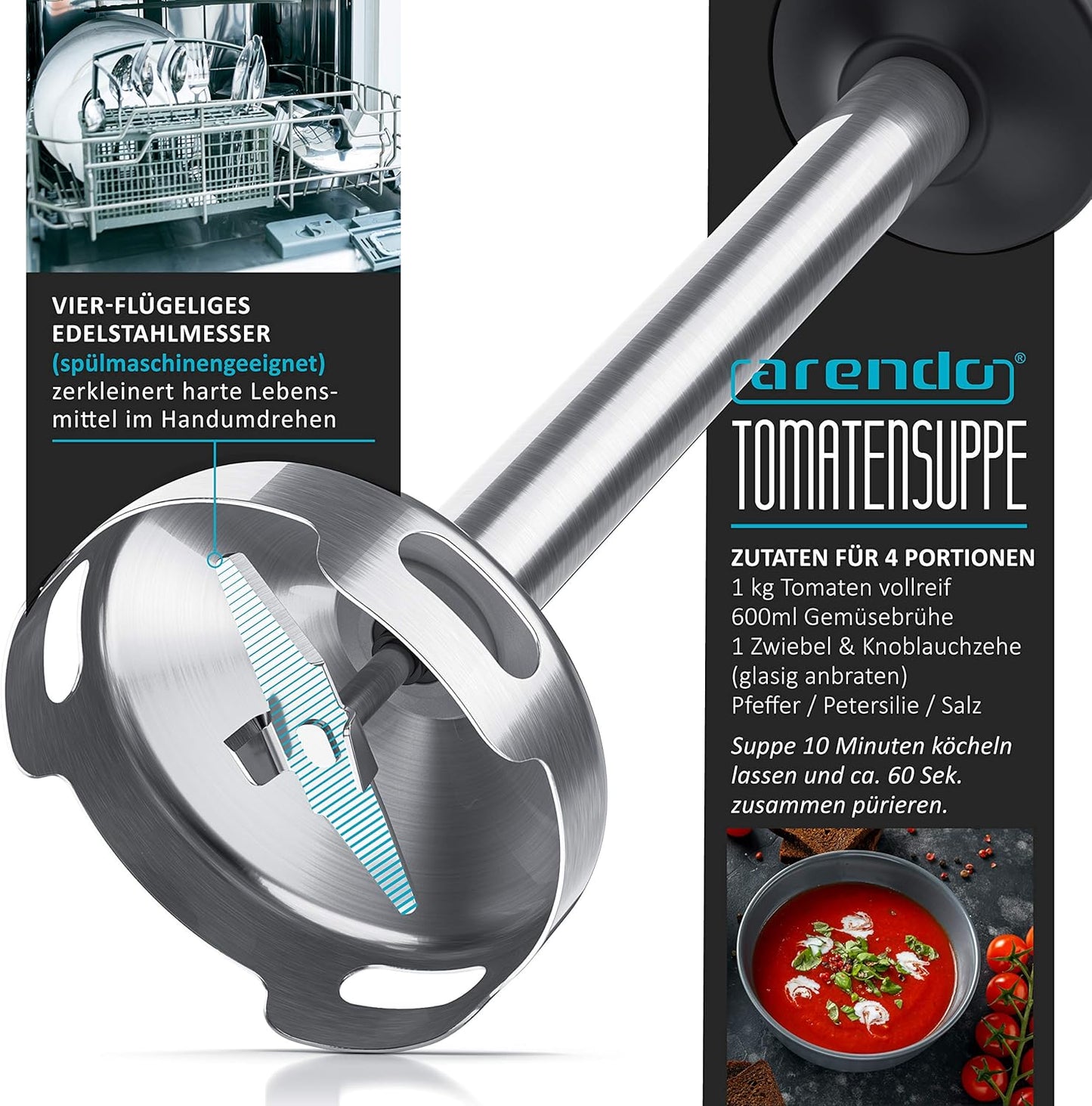 Stabmixer-Set mit Schneebesenaufsatz, A: 1200 Watt