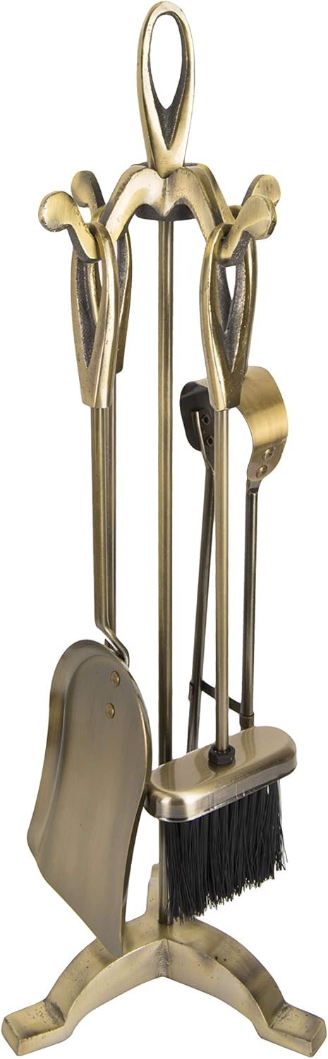 5-teiliges Retro Kaminbesteck-Set mit Ständer