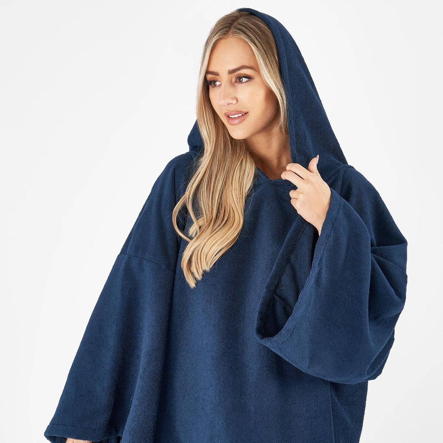 Handtuch-Poncho mit Kapuze, Einheitsgrösse Marineblau