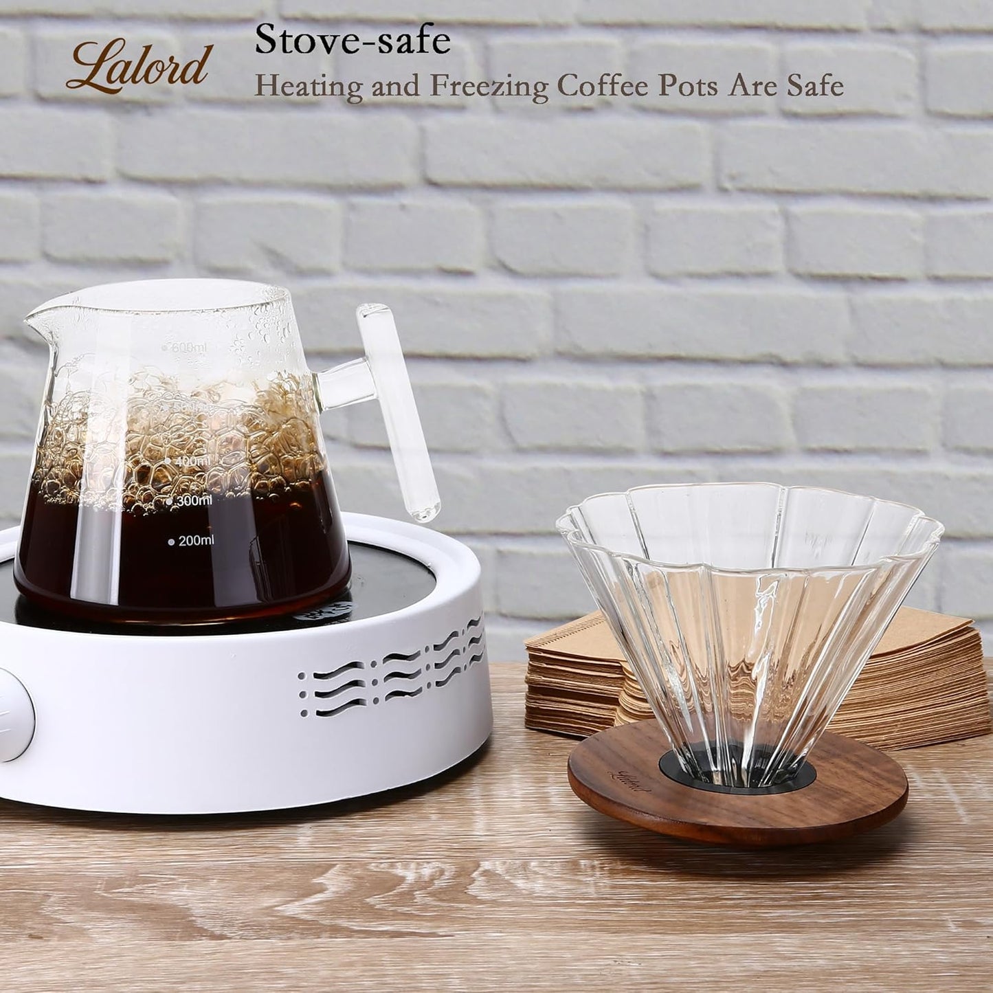 Pour Over Kaffee-Set, 600 ml(glass handle)