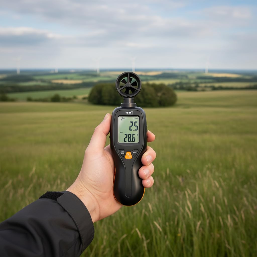 Digitaler Windmesser mit Temperaturanzeige