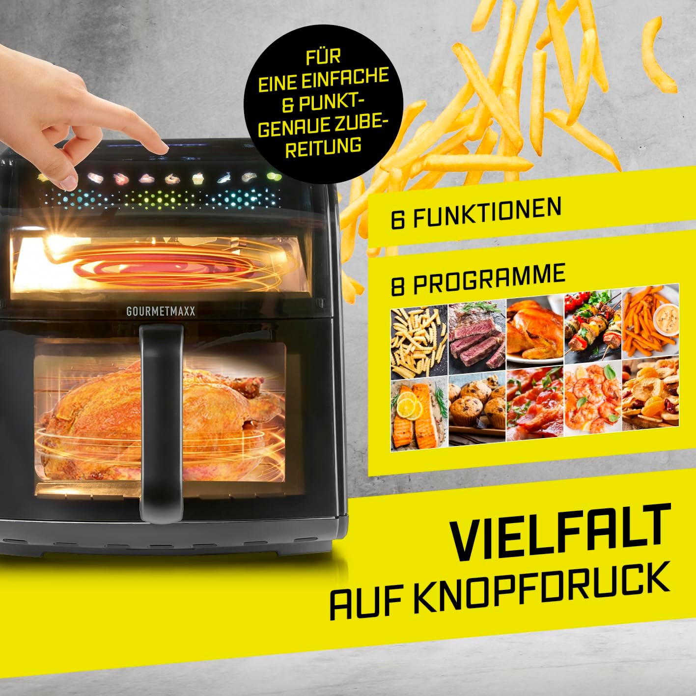 Heissluftfritteuse mit Sichtfenster & Panoramadach, 7 Liter
